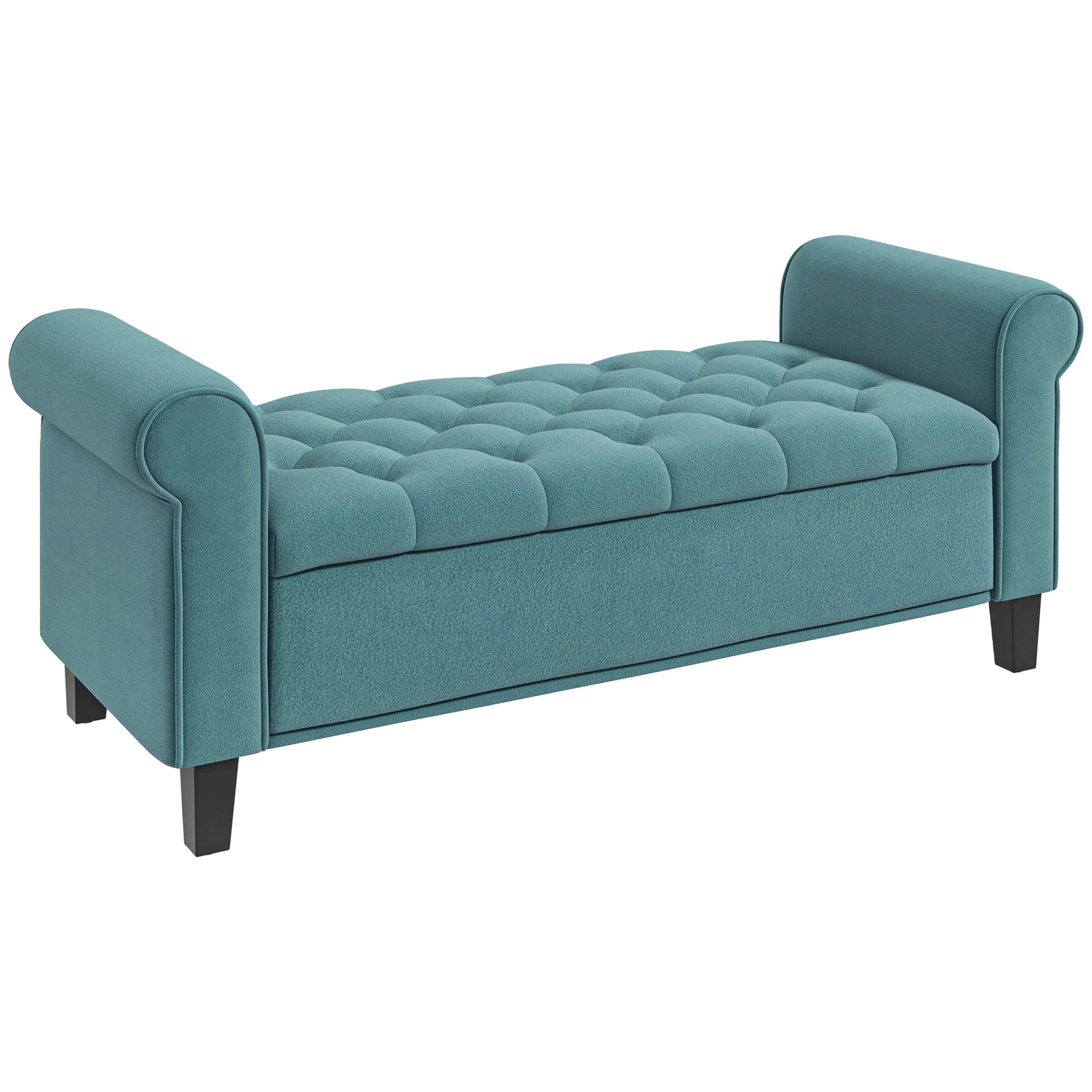 Sängbänk 126 cm med förvaring, grön