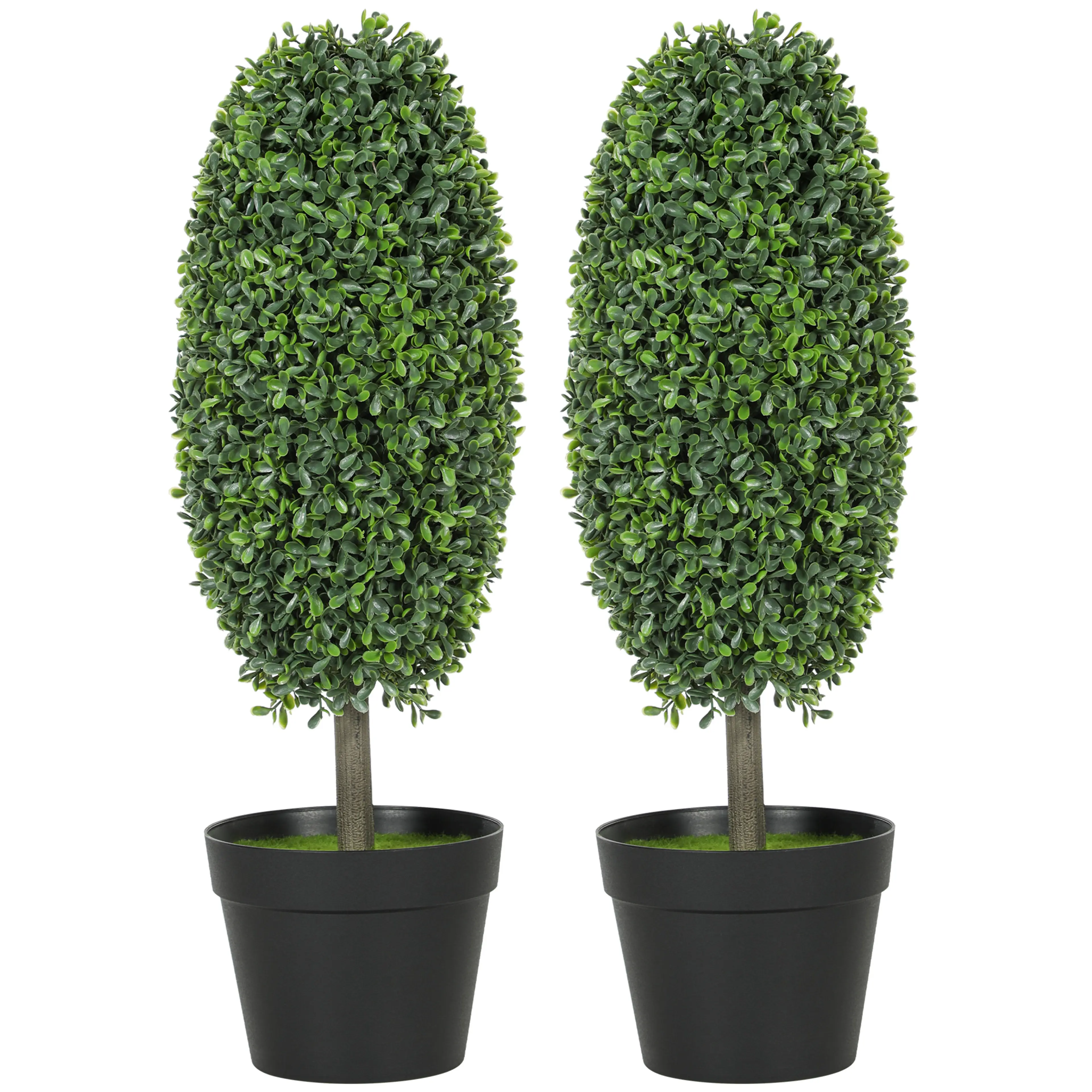 Konstgjorda buxbomsträd 2-pack 60 cm – oval krona, 322 blad