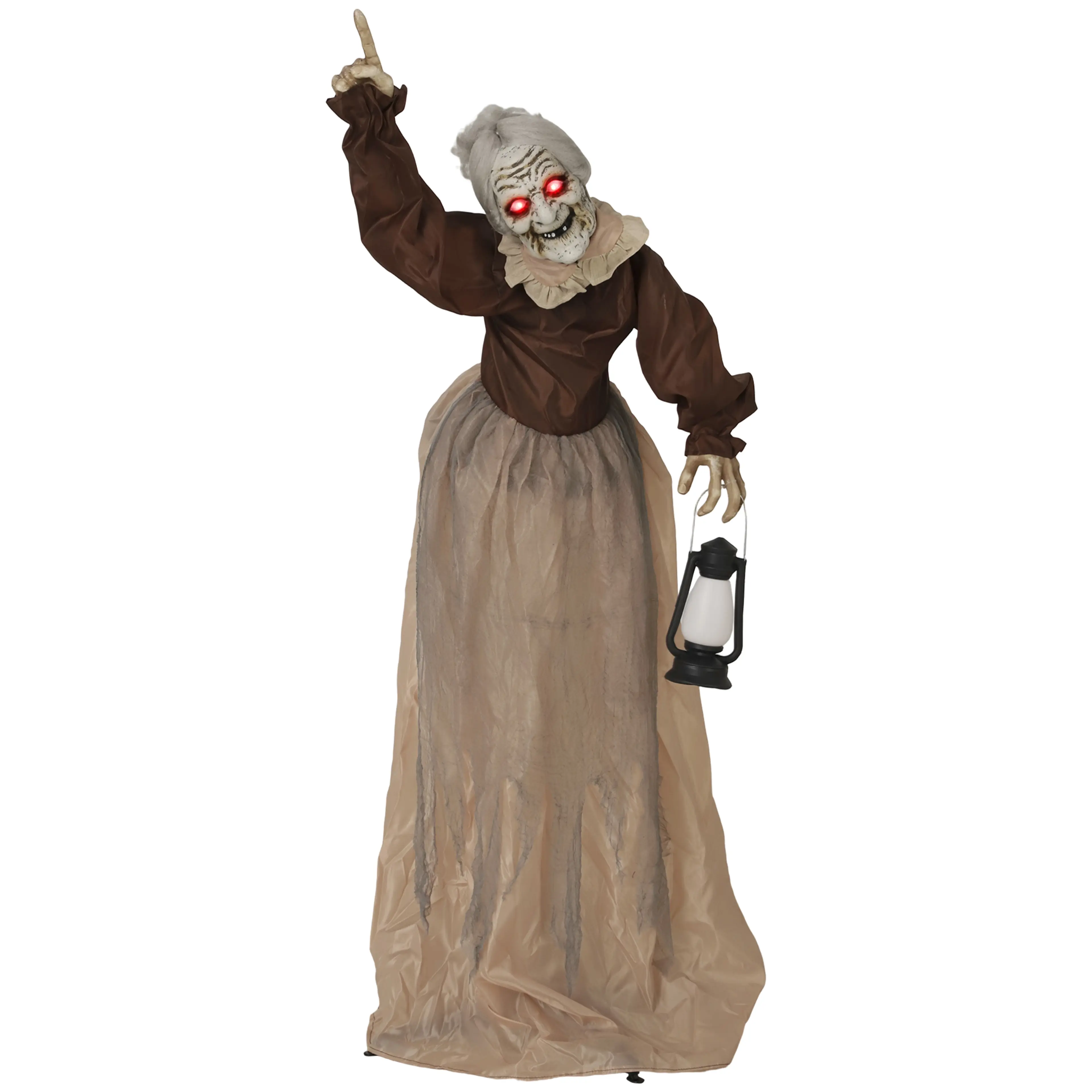 Animerad halloweenhäxa 150 cm med lykta i handen