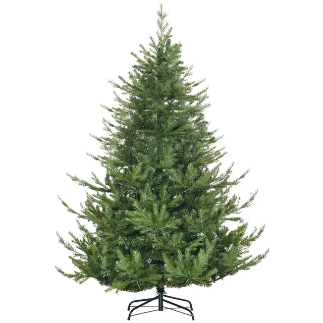 Tät konstgjord julgran 180 cm med 1 942 grenar och uppåtriktade grenspetsar, 136 cm bred