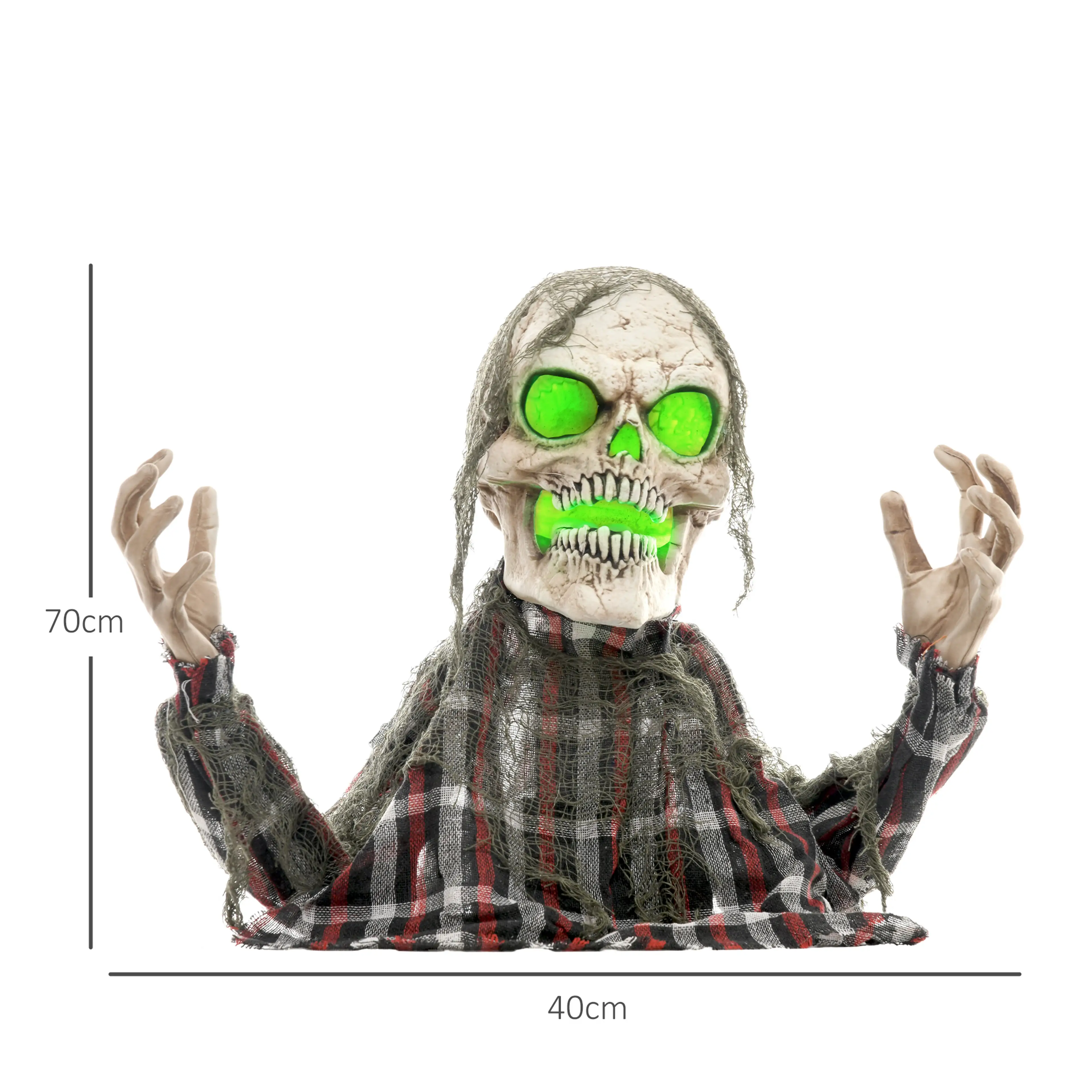 Måttbild: skelettet är 40 cm brett och 70 cm högt