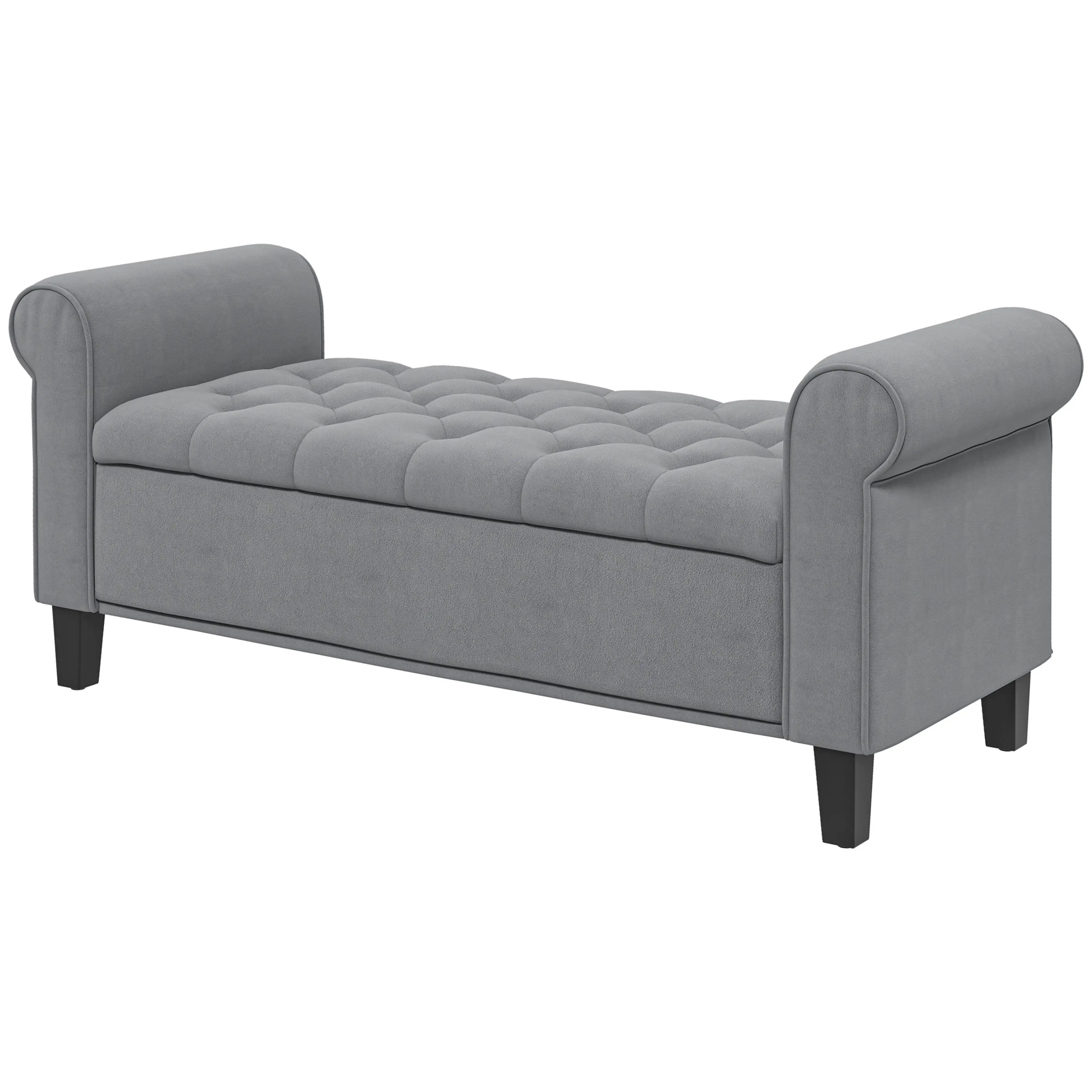 Sängbänk 126 cm med förvaring, grå