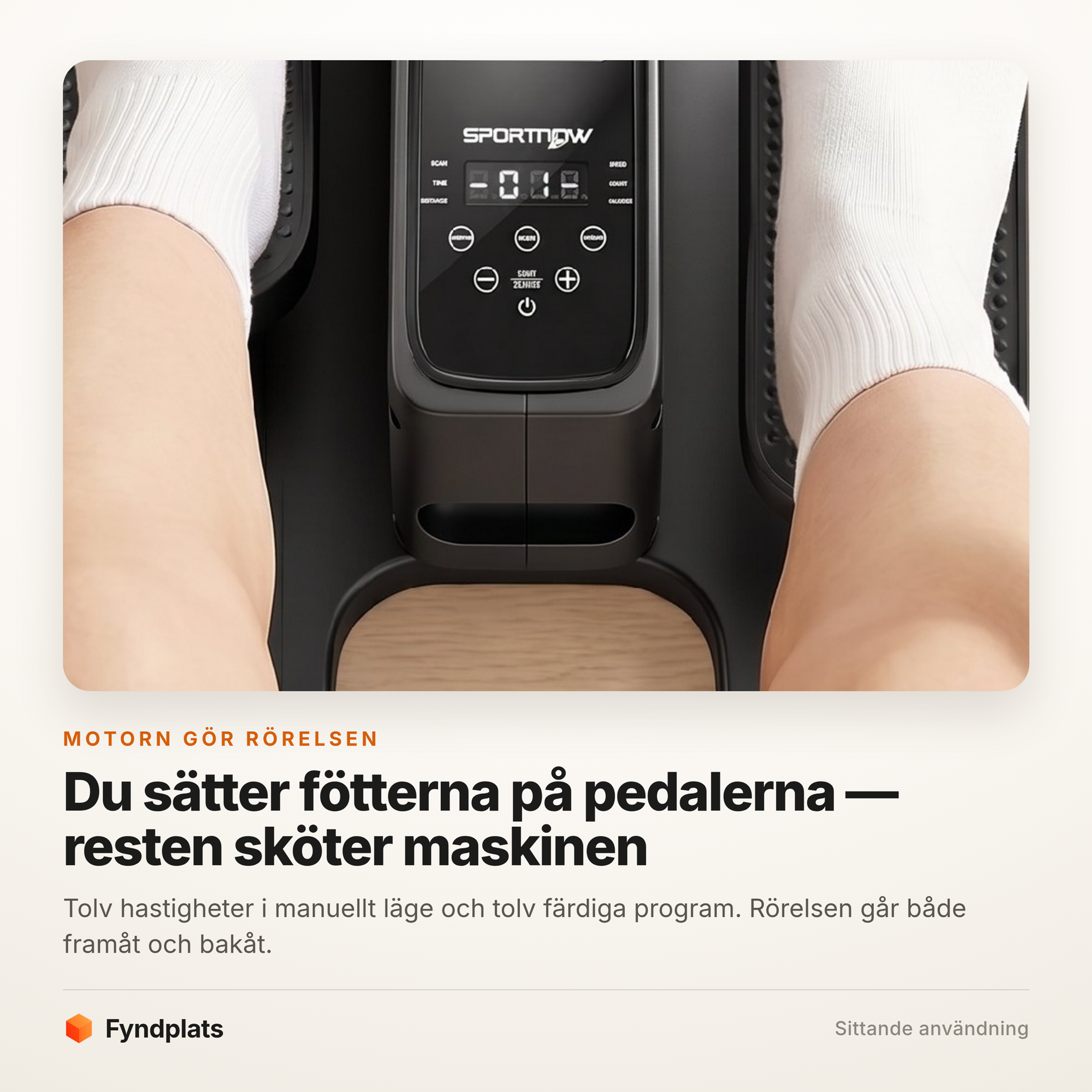 Fyndplats-kort: motorn för pedalerna i tolv hastigheter, framåt och bakåt