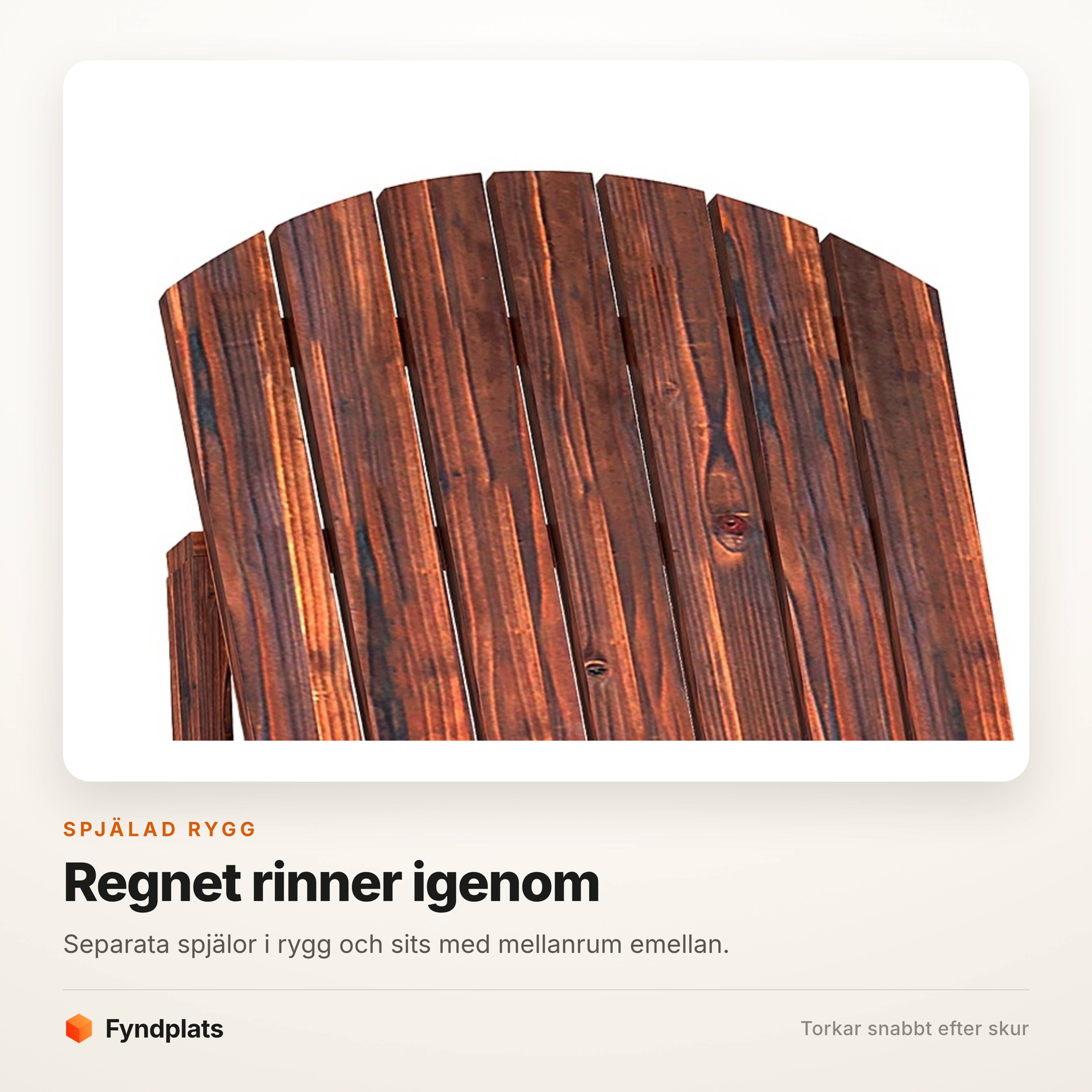 Närbild på den fläktformade ryggens spjälor