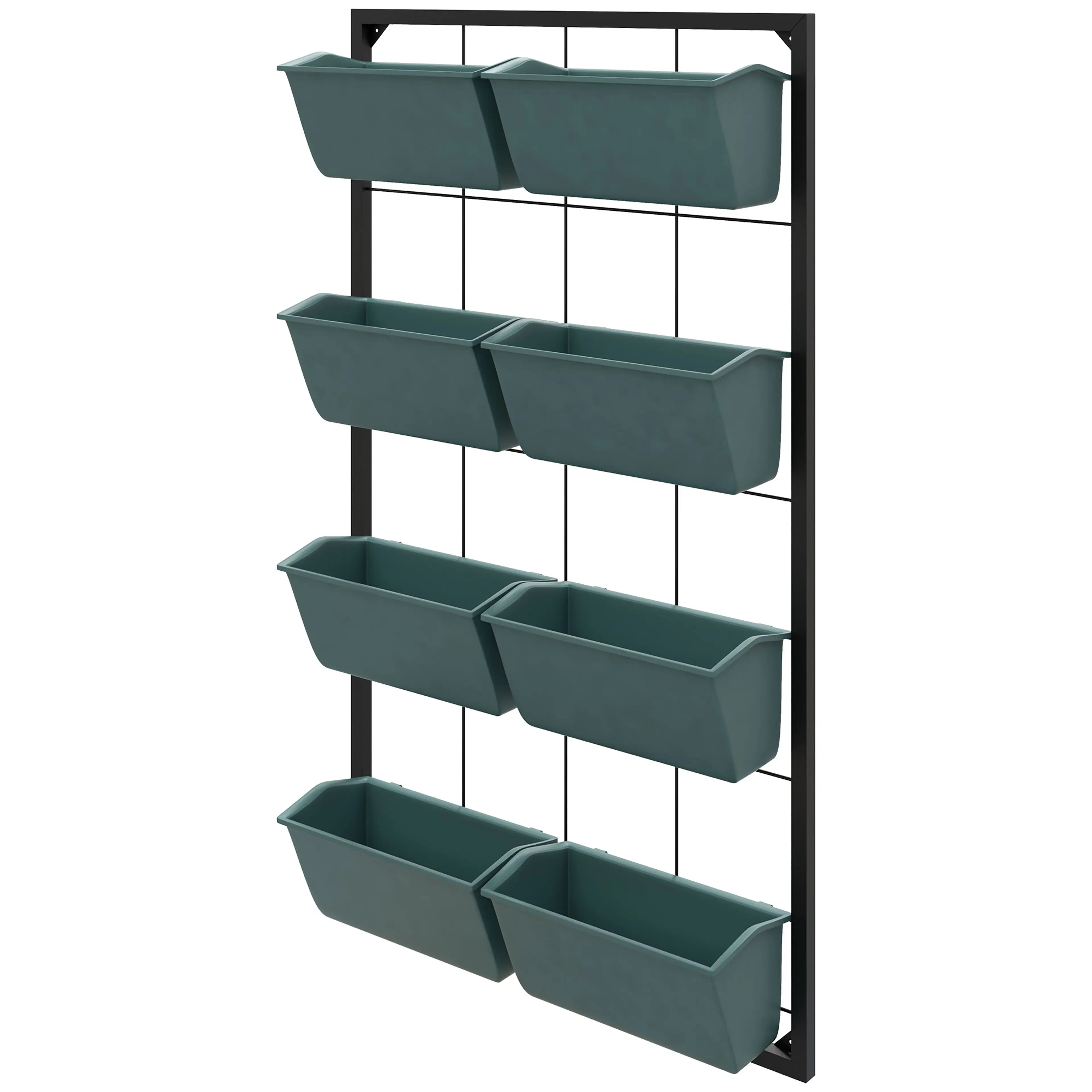 Väggmonterat planteringsställ med 8 lådor – 52,5 × 14 × 90 cm