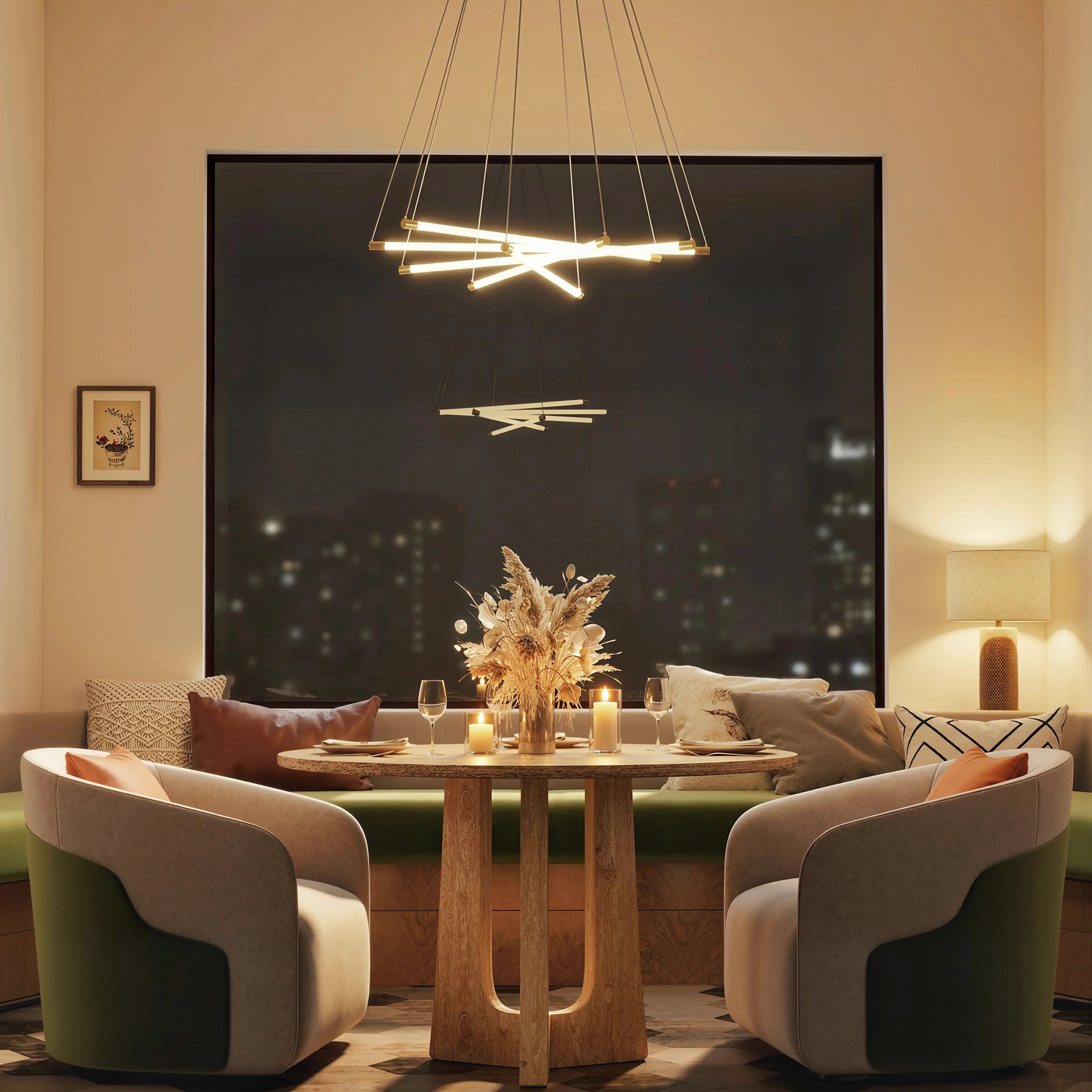 Taklampa LED 50 W med fem vridbara ljusrör – 5 800 lumen, Ø82 cm – bild 7