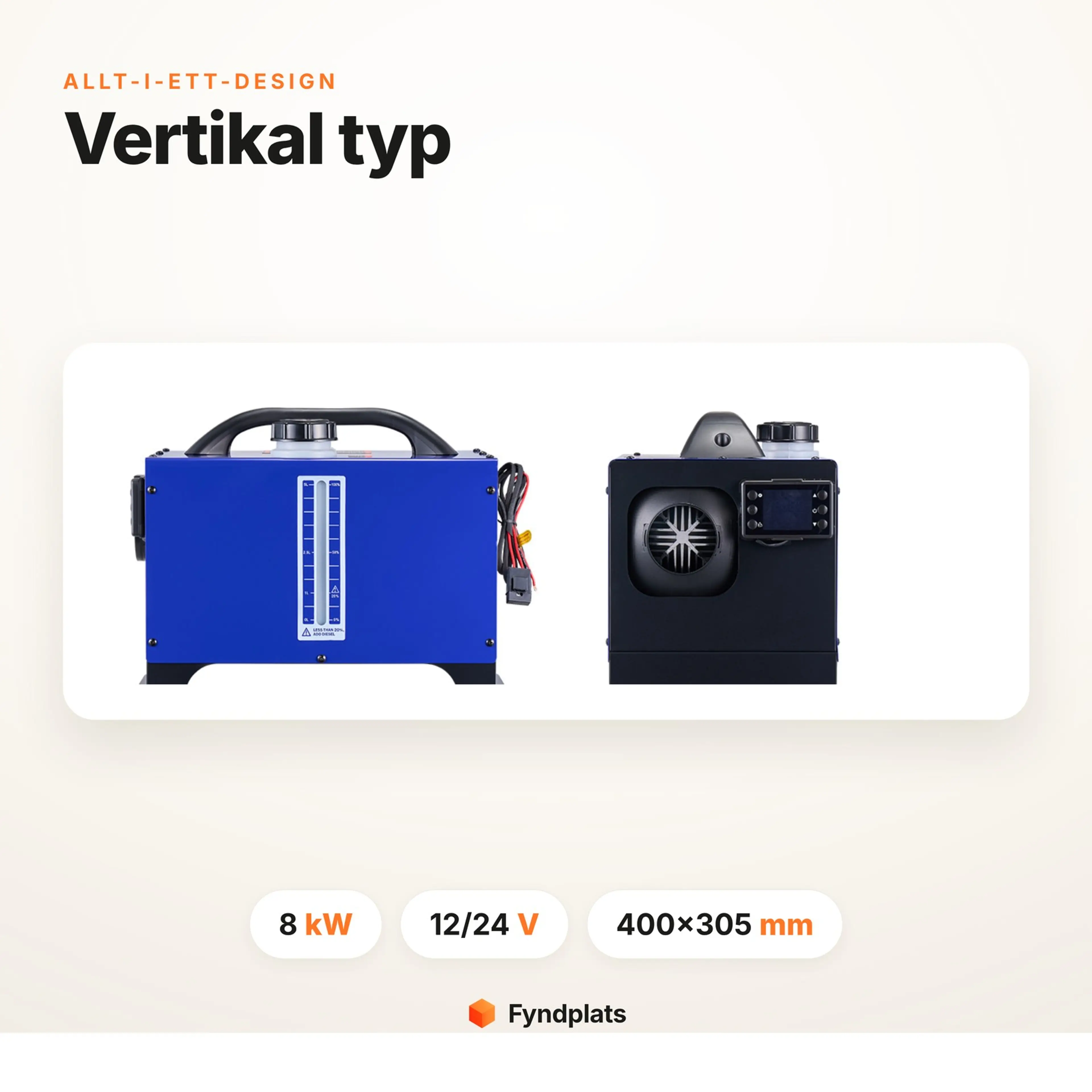 Dieselvärmare 12V/24V 8 kW – portabel allt-i-ett med fjärrkontroll och LCD