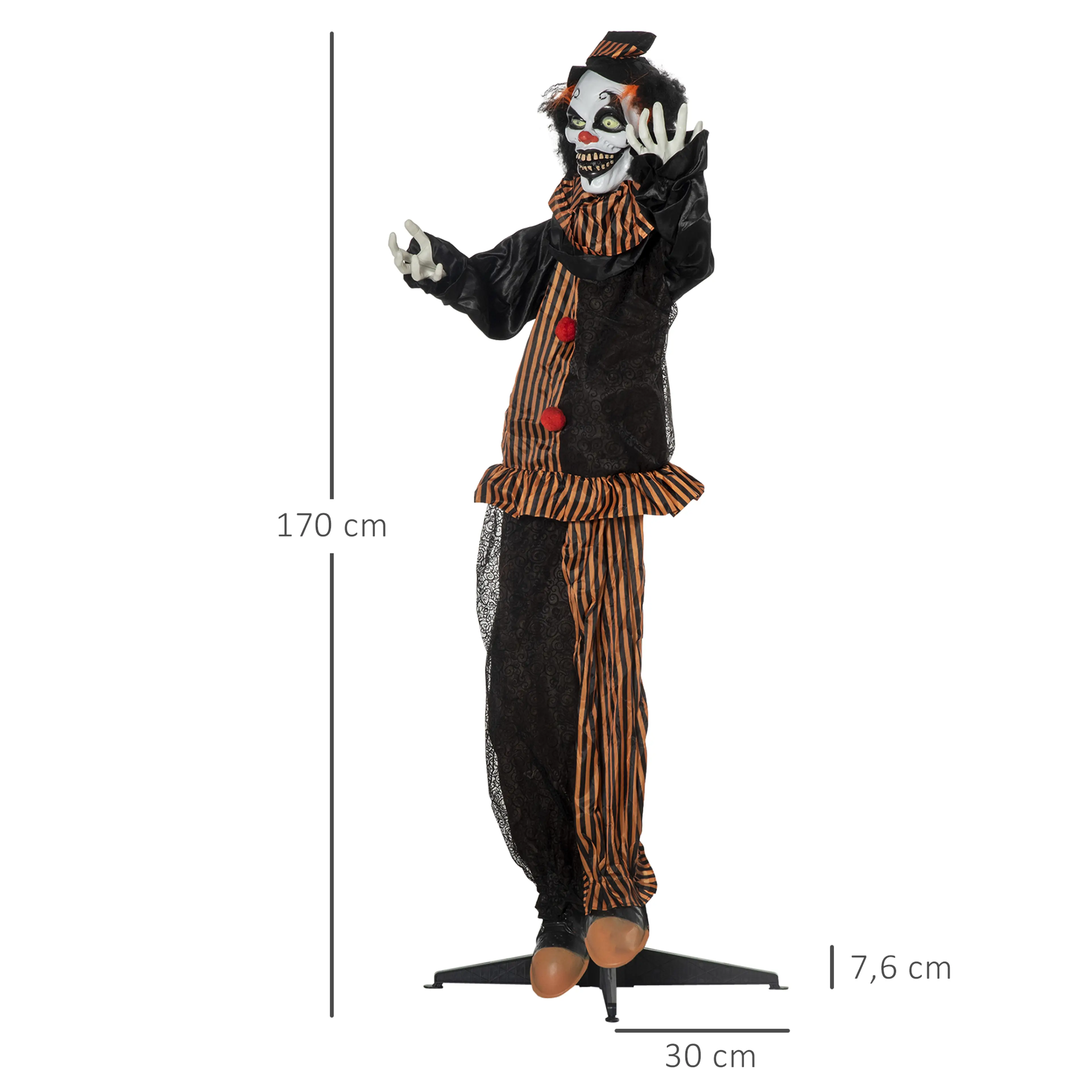 Måttbild: clownen är 170 cm hög