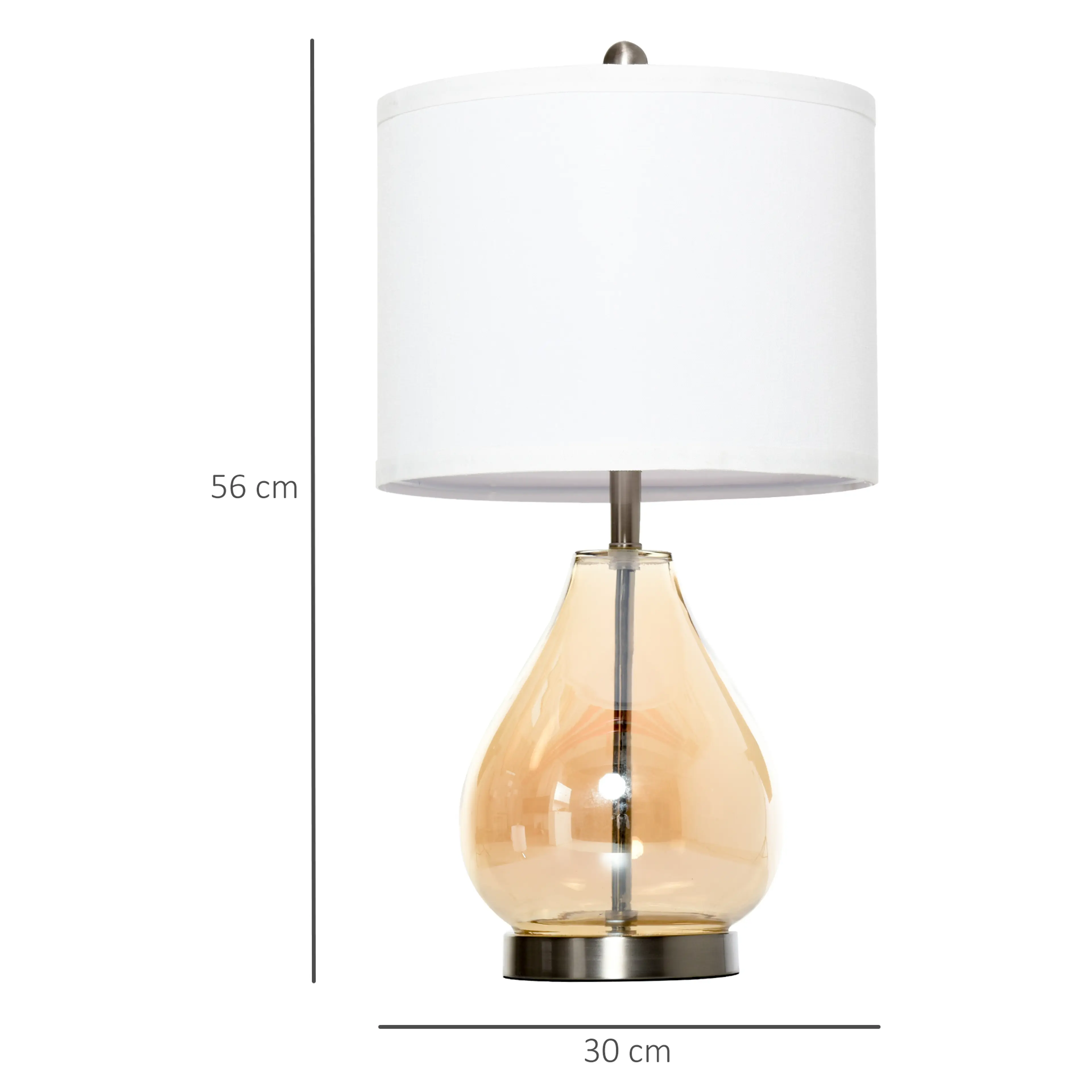 Måttritning med skärmens bredd 30 cm och lampans höjd 56 cm
