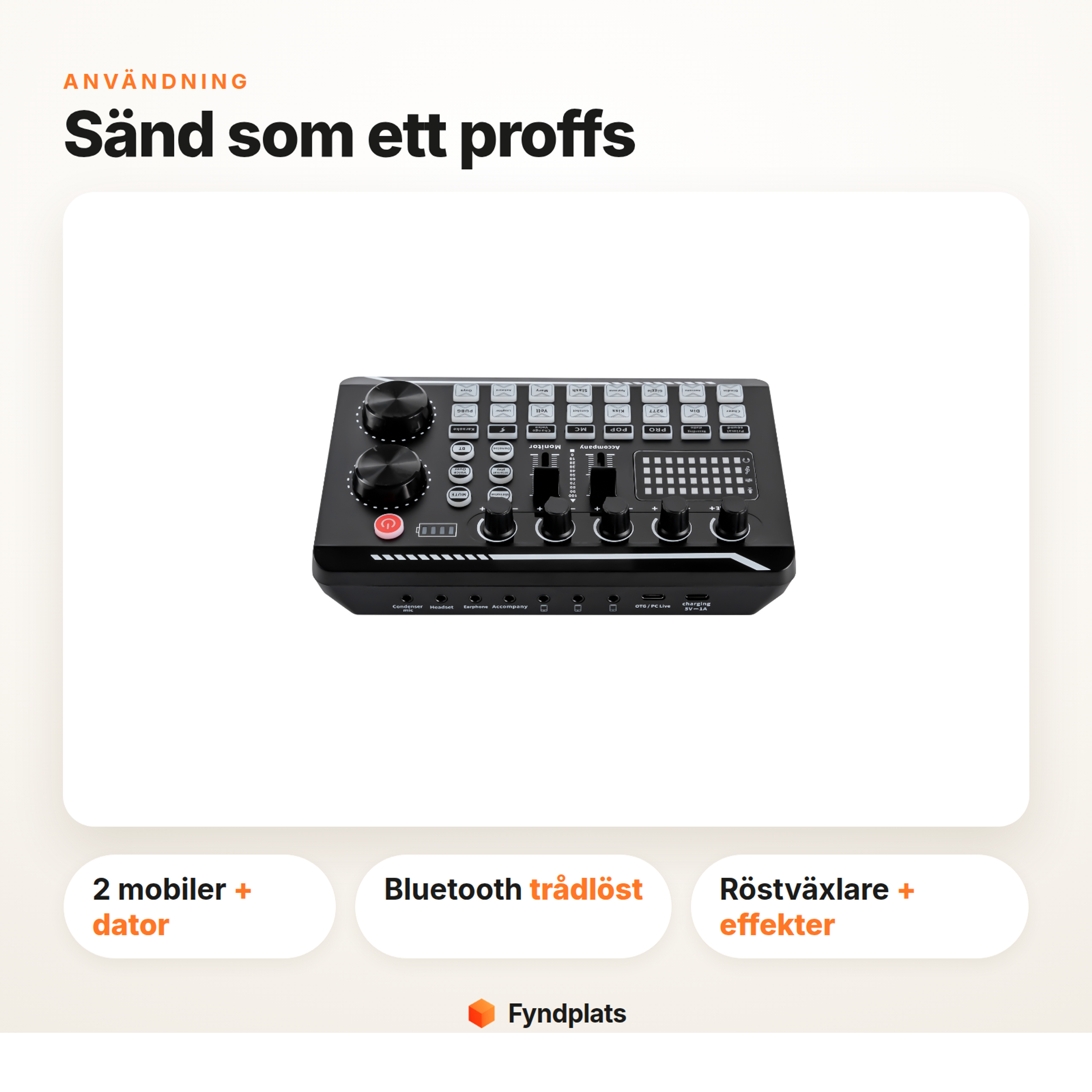 Ljudkort för att sända som ett proffs – två mobiler och dator, Bluetooth och röstväxlare