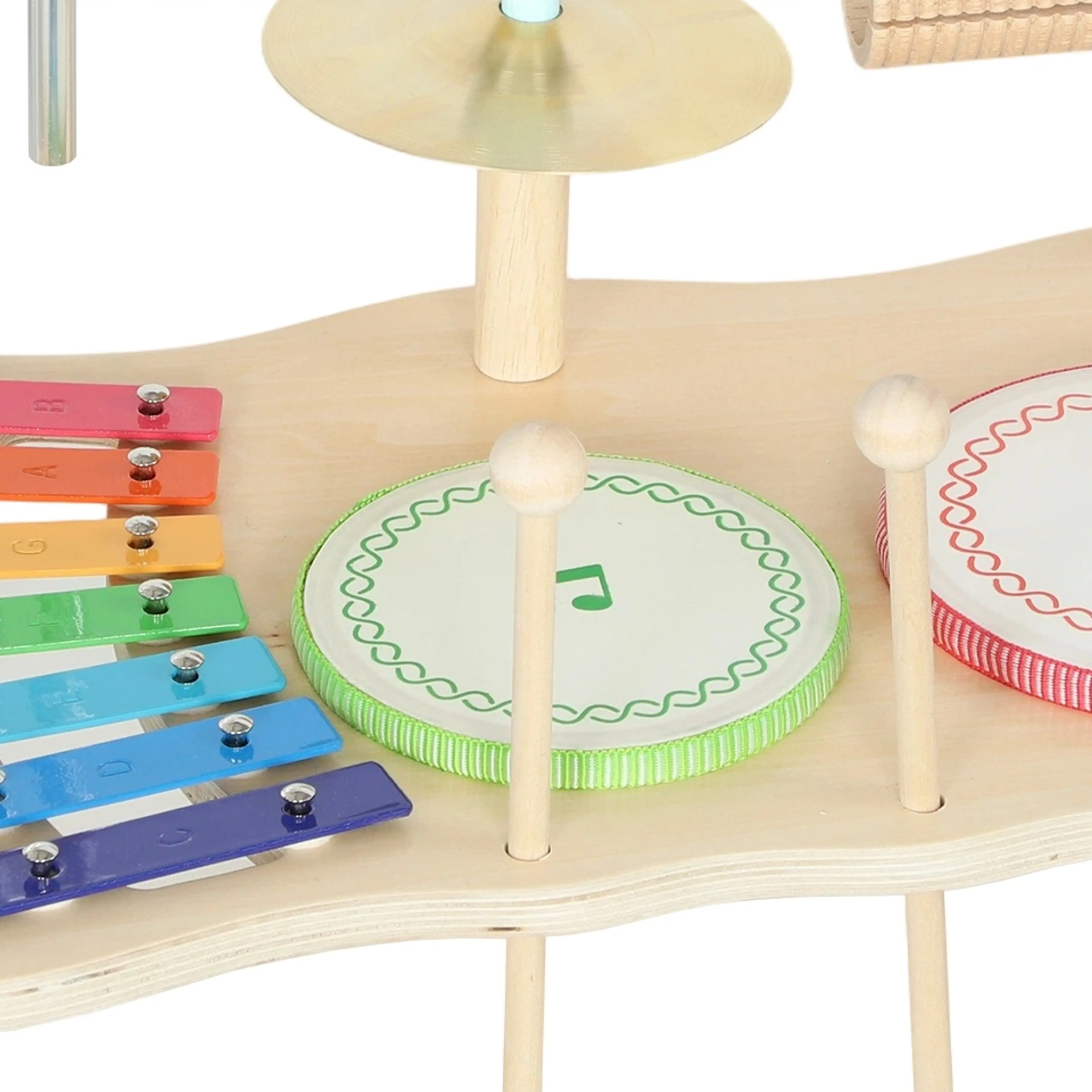 Musikinstrument i trä för barn – Montessori-set med trummor och xylofon