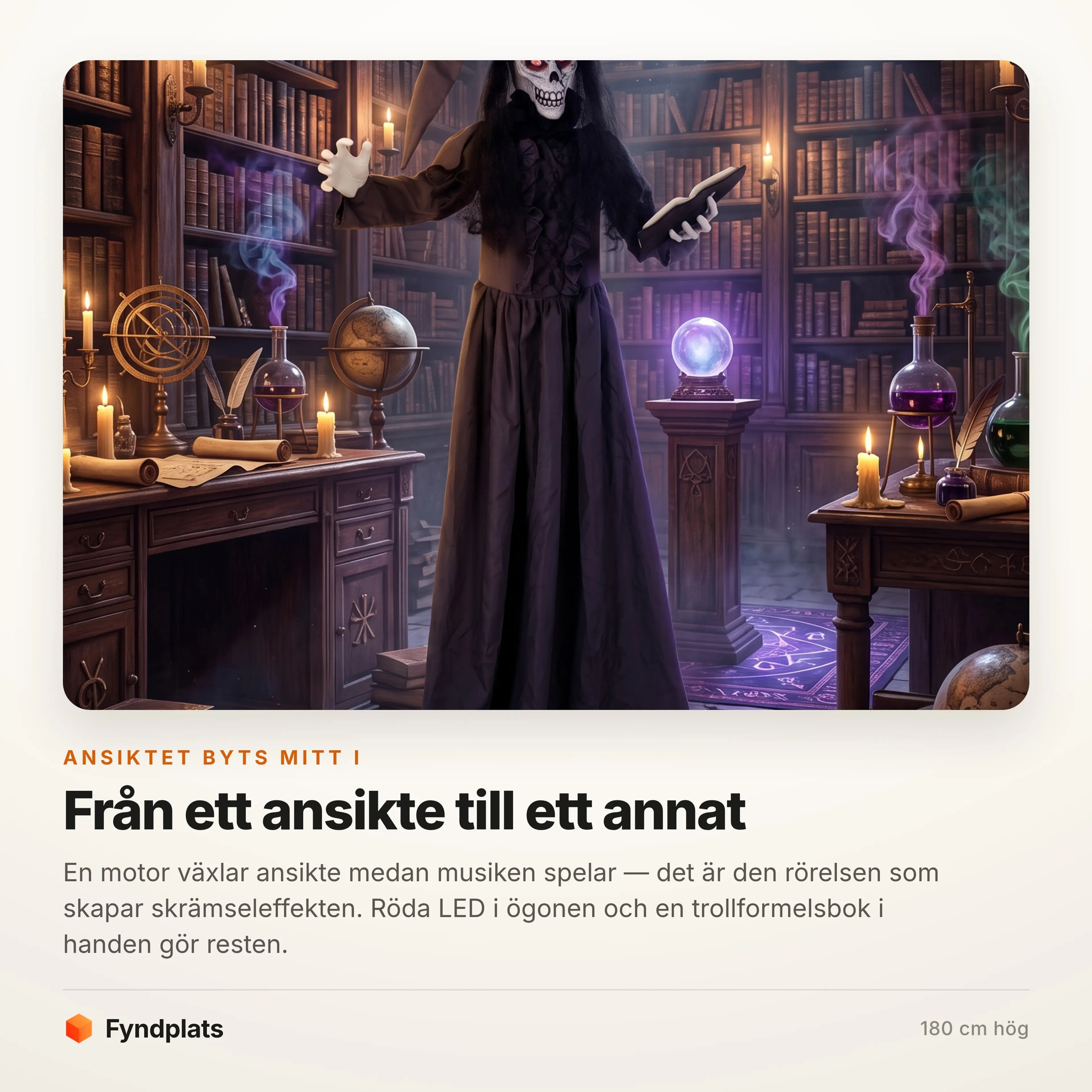 Häxan med det andra ansiktet i ett bibliotek