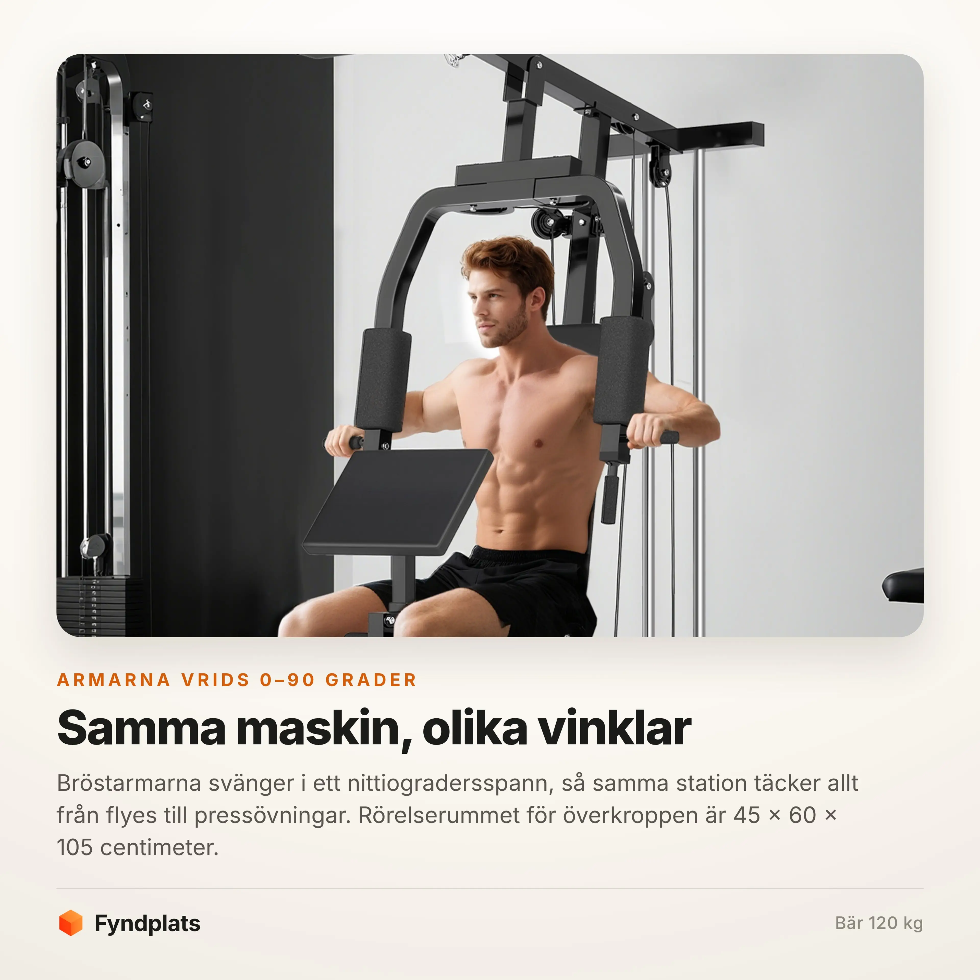 Bröstarmarna vridna inåt i pressläge