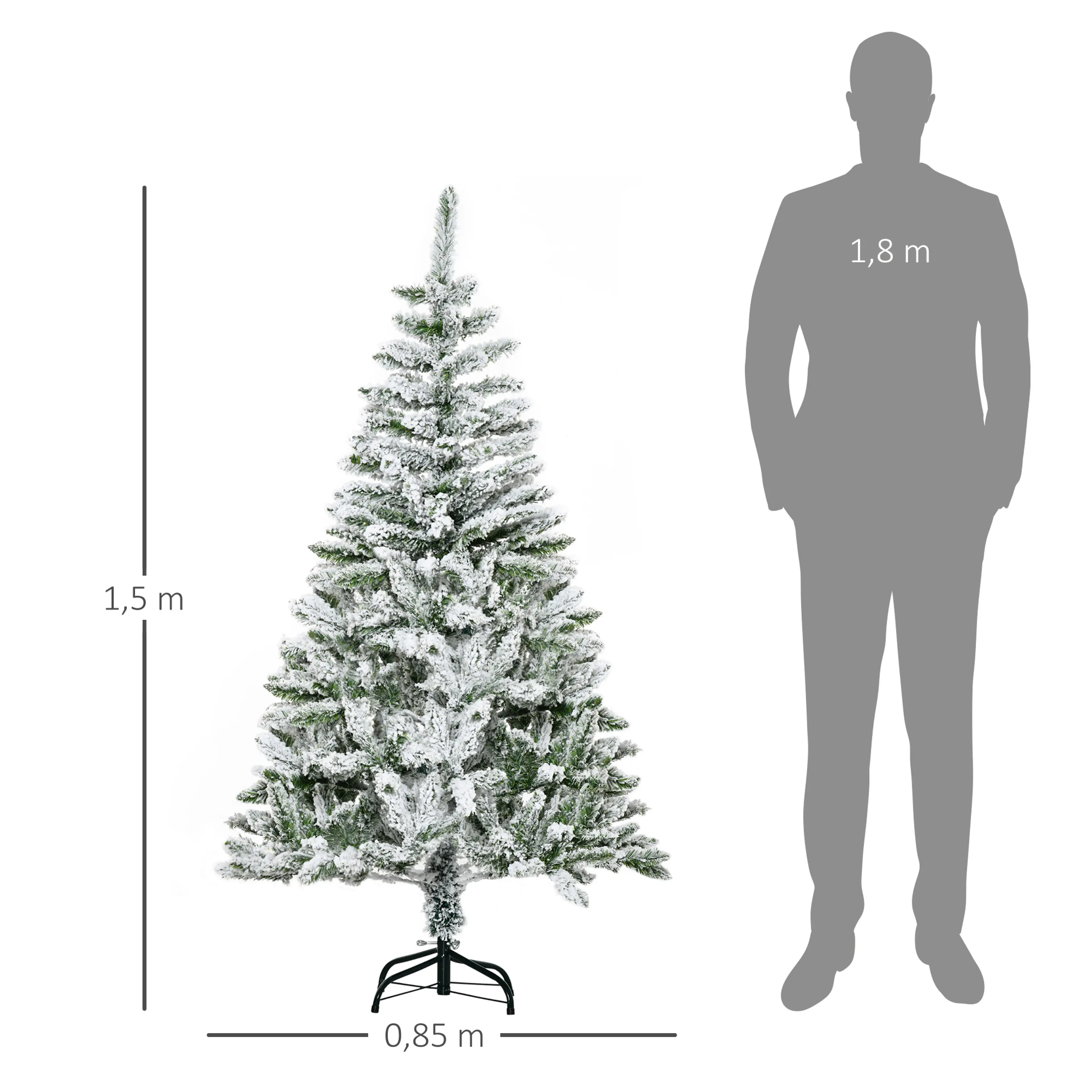 Måttritning: granen är 1,5 m hög och 0,85 m i diameter
