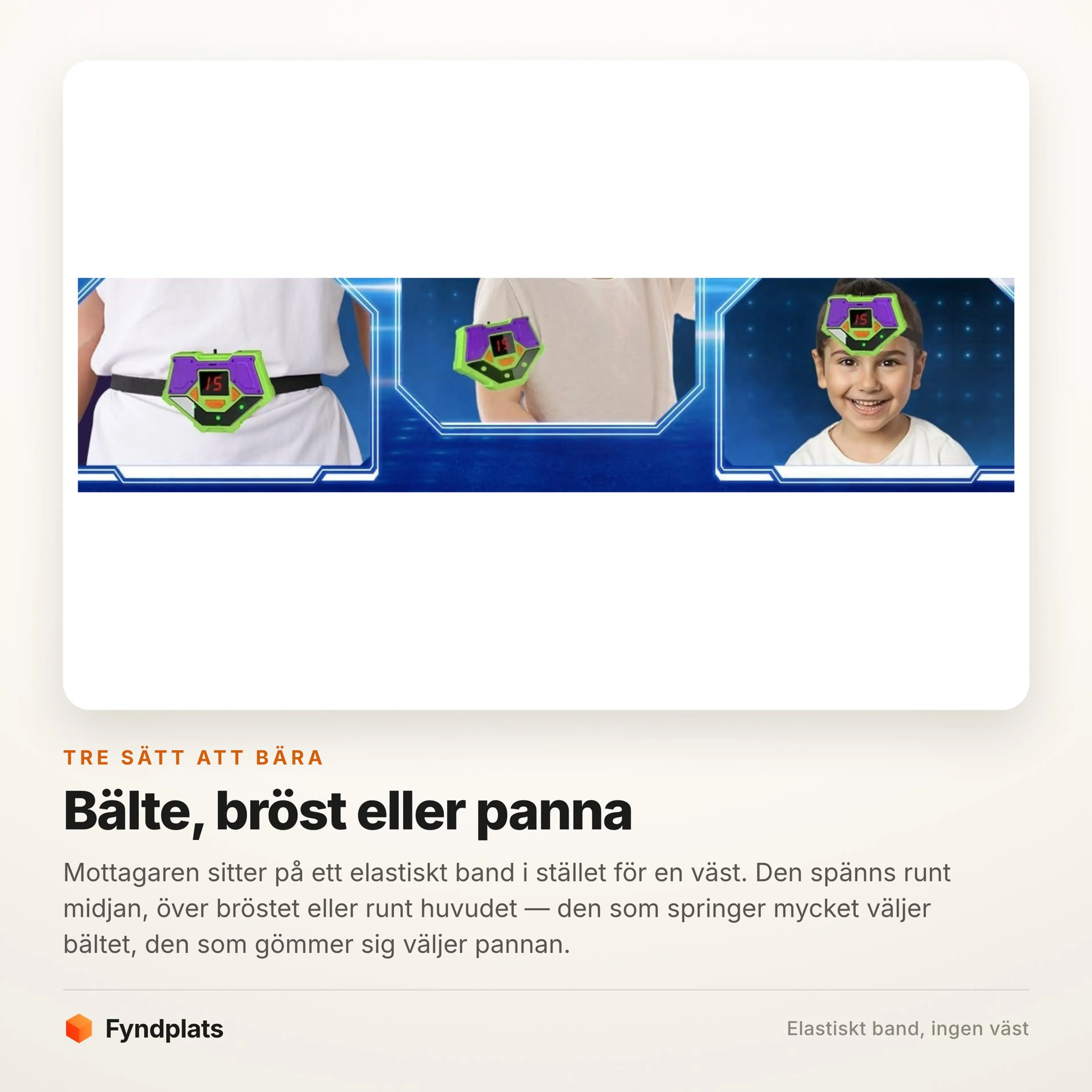 Mottagaren buren på bältet, över bröstet och runt huvudet
