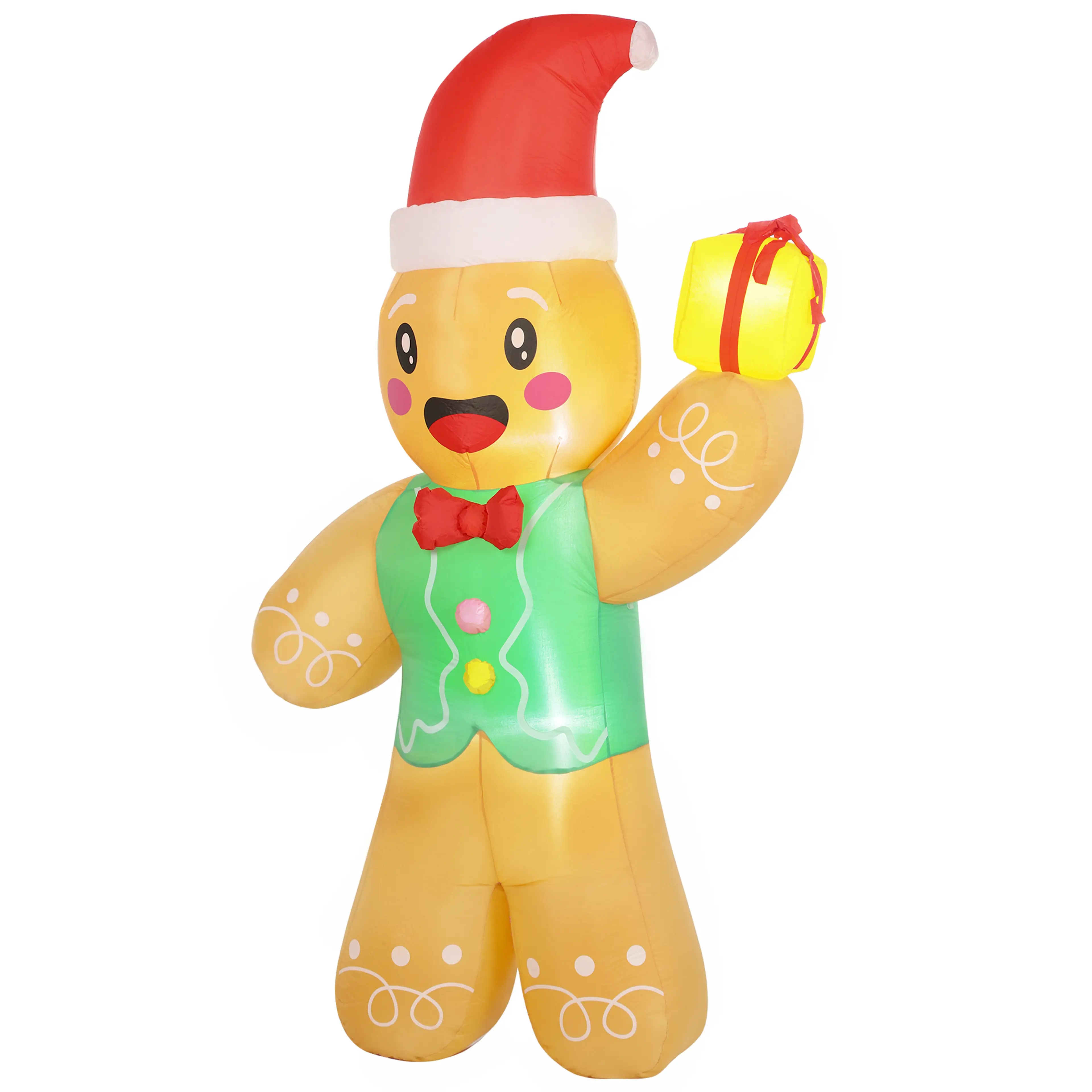Uppblåsbar pepparkaksgubbe 250 cm med presentask och LED