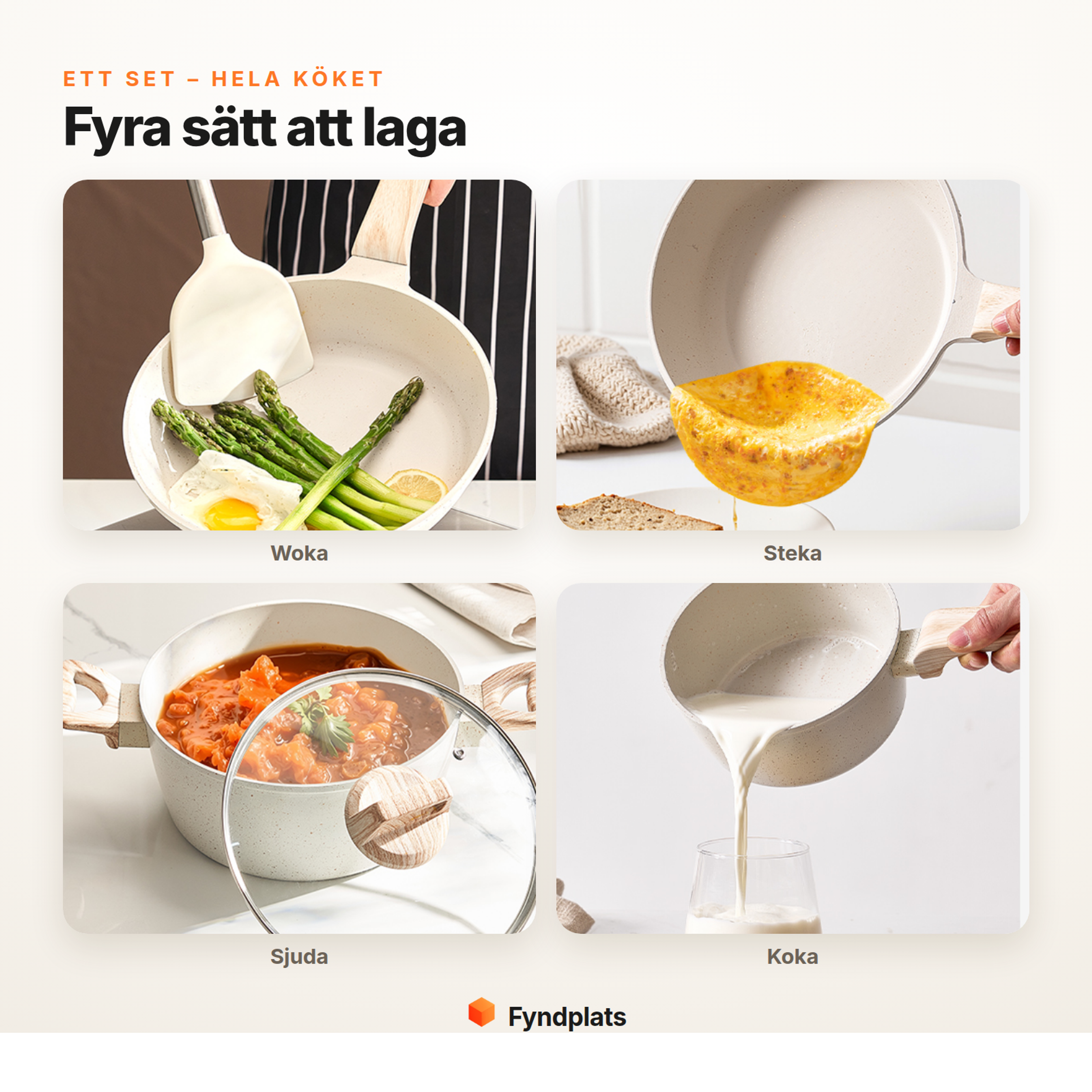 Fyra sätt att laga med kastrullsetet: woka, steka, sjuda och koka