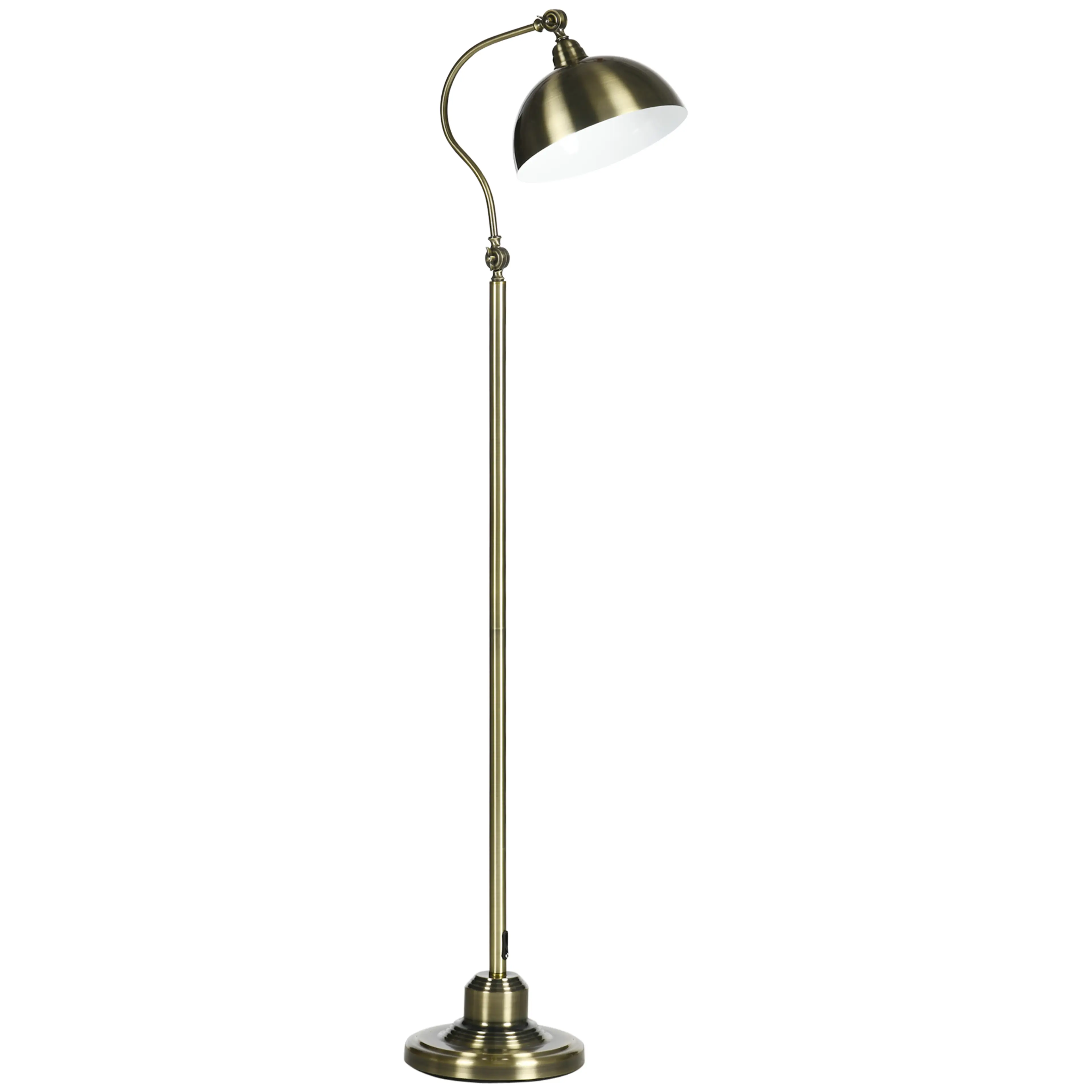 Golvlampa i mässingslook 152 cm – ledad arm och vinklad skärm
