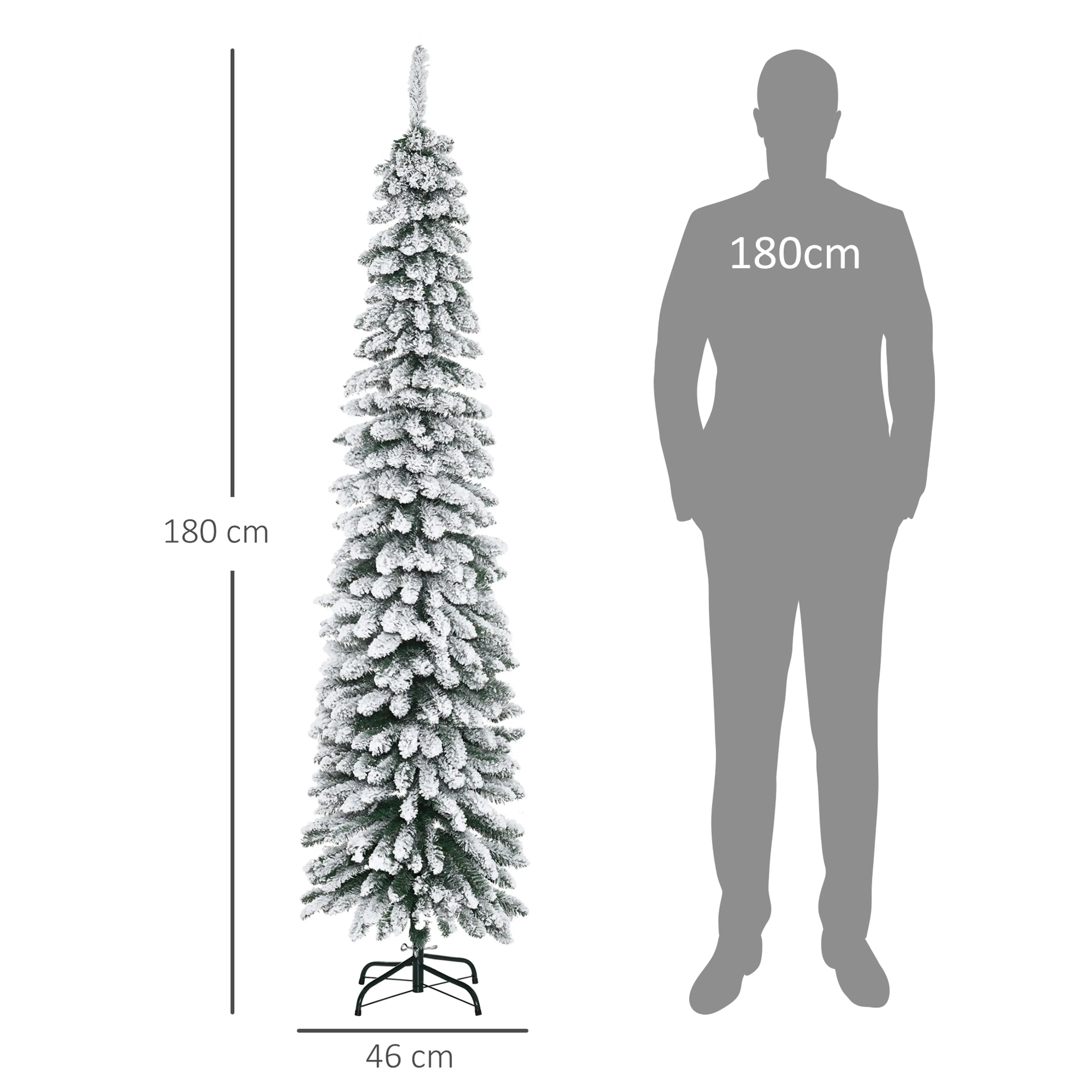 Måttritning: granen är 180 cm hög och 46 cm i diameter