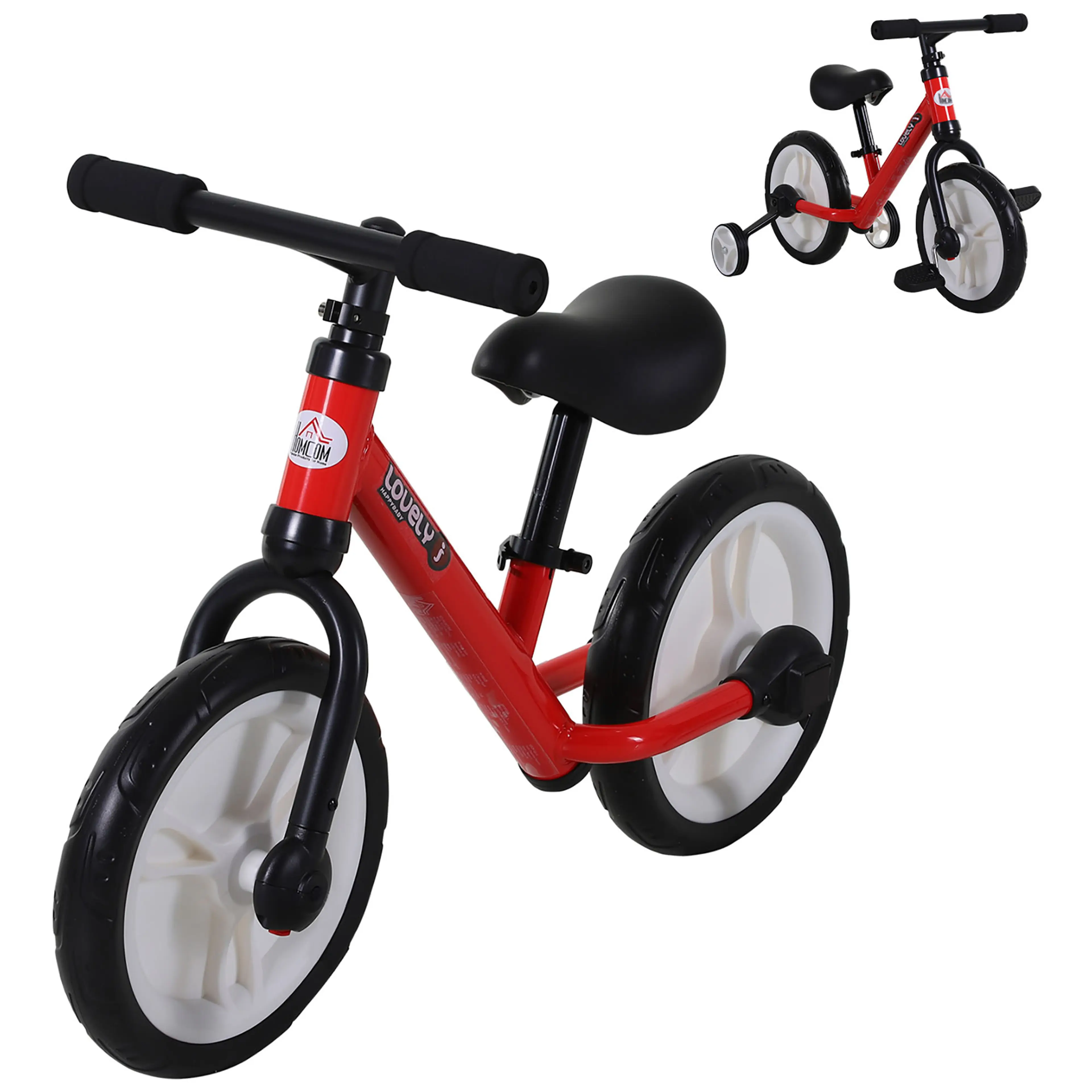 Balanscykel med stödhjul och pedaler för barn 2–5 år – sitthöjd 33–38 cm