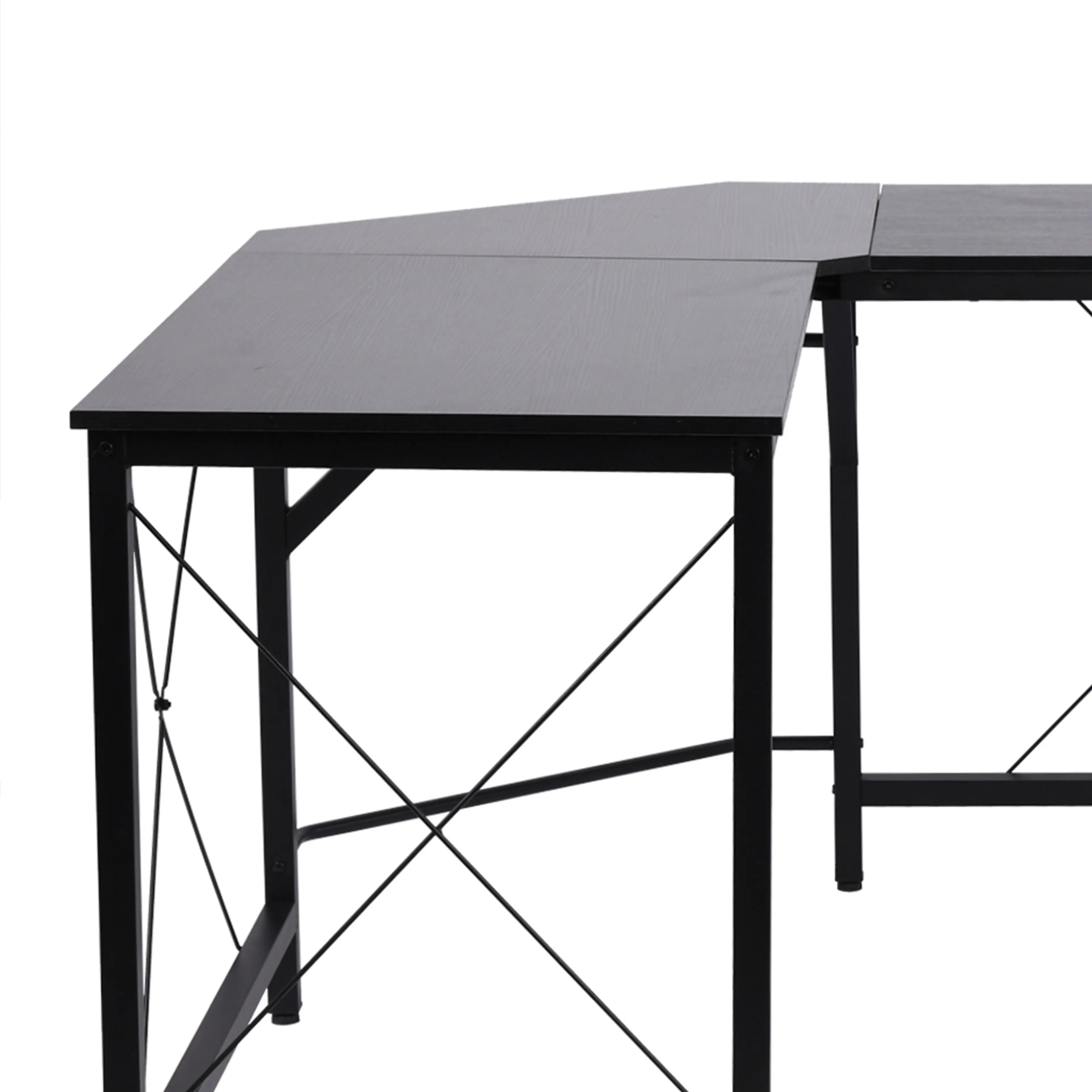 Hörnskrivbord 150 × 150 cm – natur och svart – bild 4