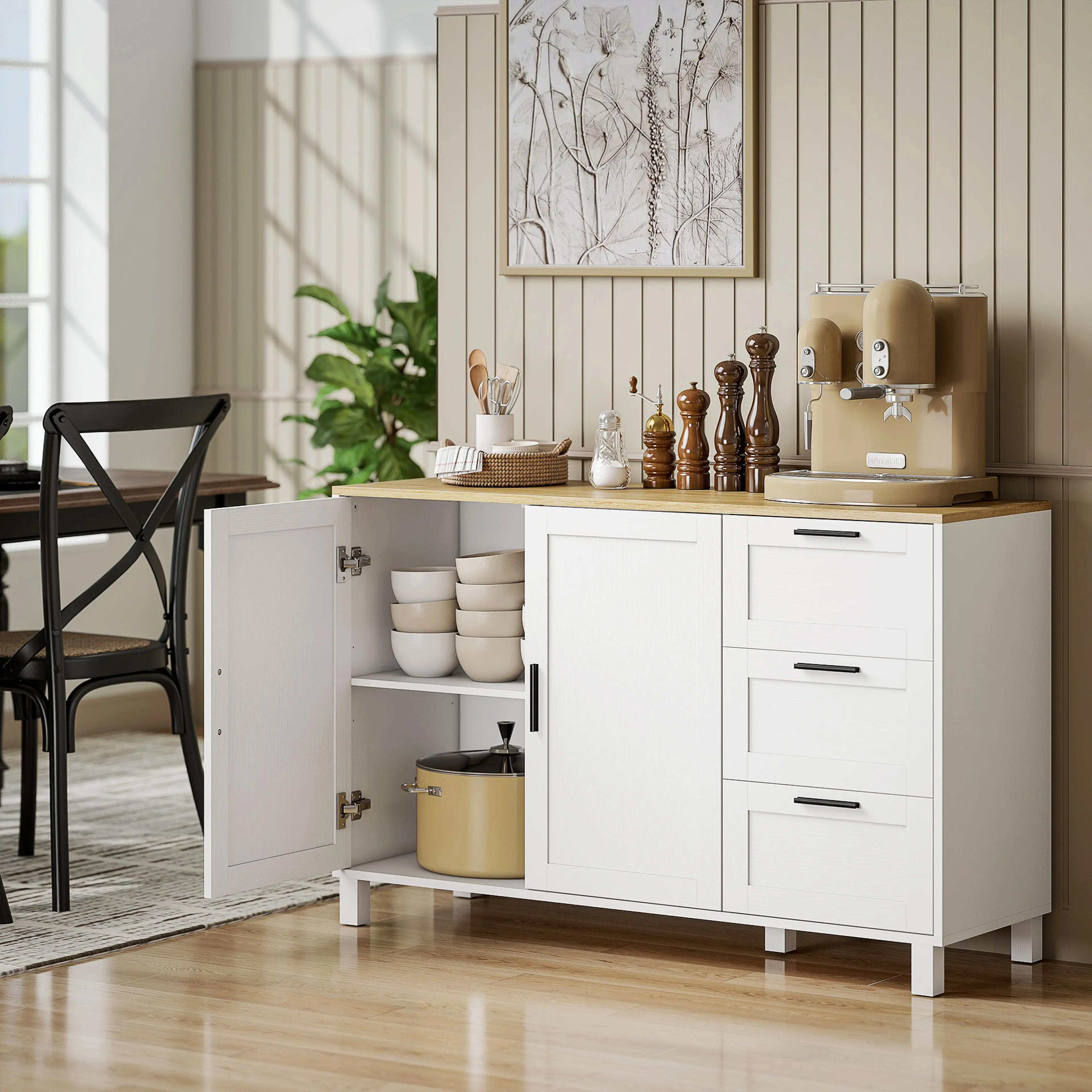 Sideboard 120 cm med soft close, tre lådor och tippskydd – bild 2