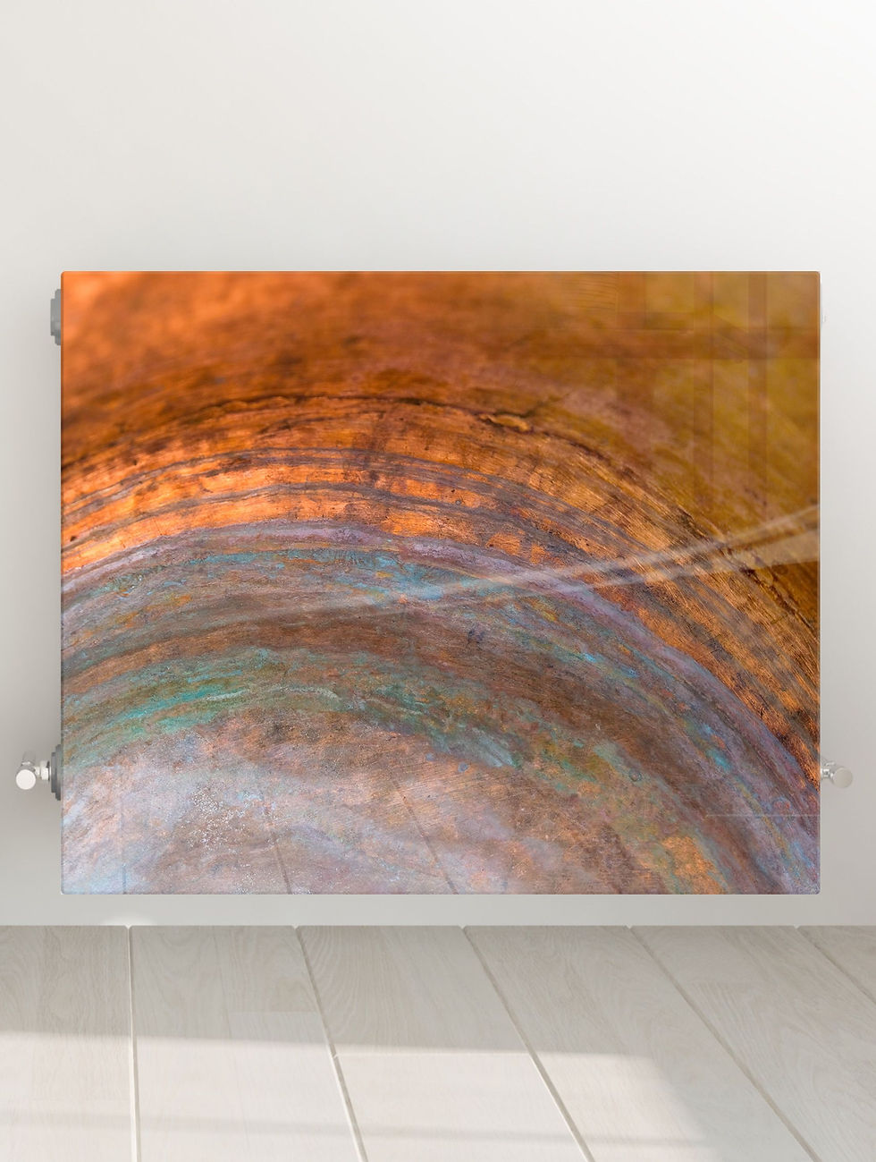 Copper Circle Glass Radiator Cover