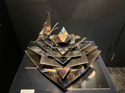 Metal butterflies and geometric objects, art gallery 410Gallery, exhibitions, art works.