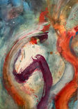 Abstract watercolor paintings, vibrant colors and shapes. Artistic expression, dynamic composition, spatial art TORAM.