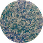 青と白の渦巻き模様の円形アート作品。空間芸術TORAM。