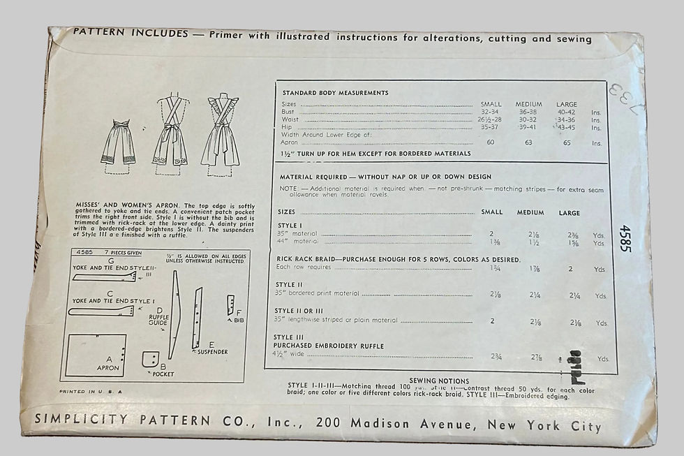 Thumbnail: Vintage 1940s Bib Apron Paper Sewing Pattern