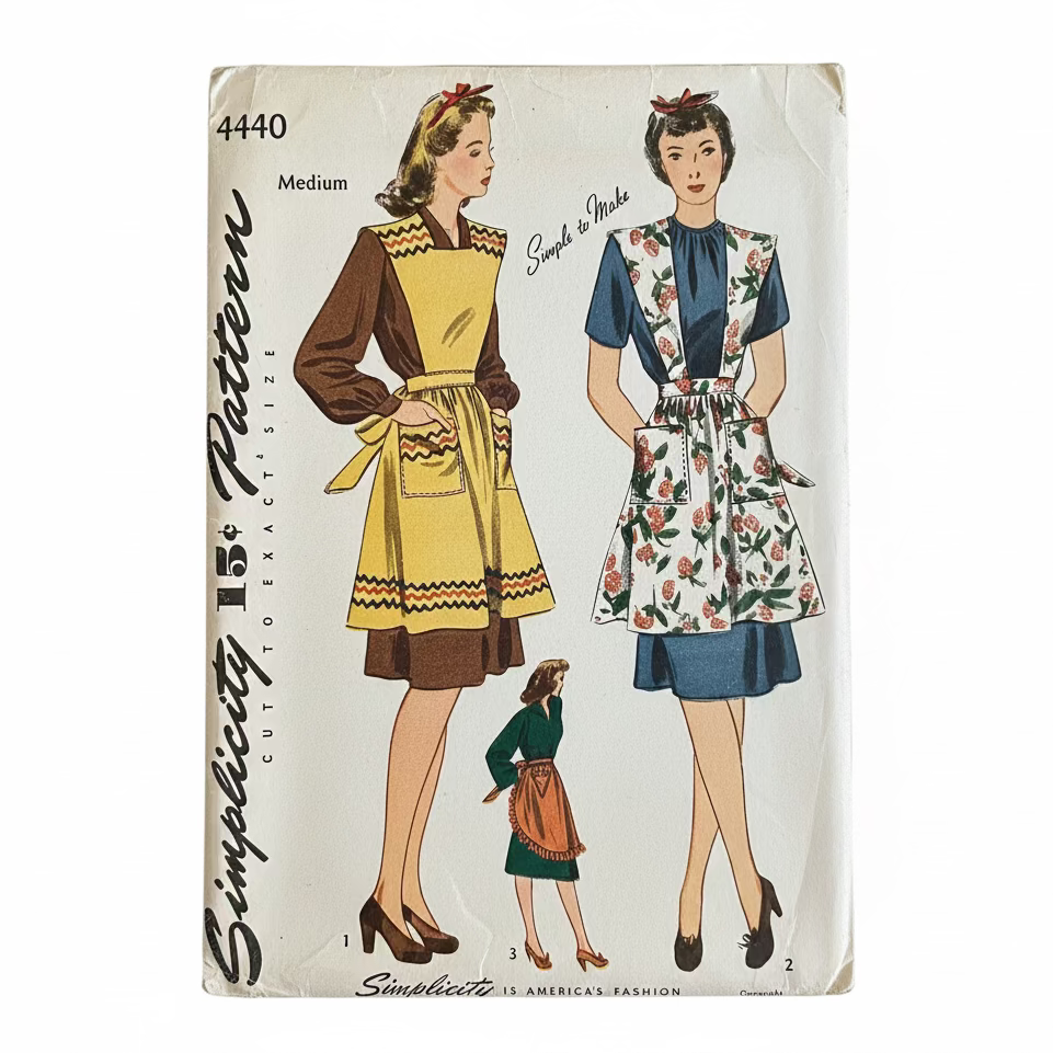 Vintage 1940s Bib Apron Paper Sewing Pattern