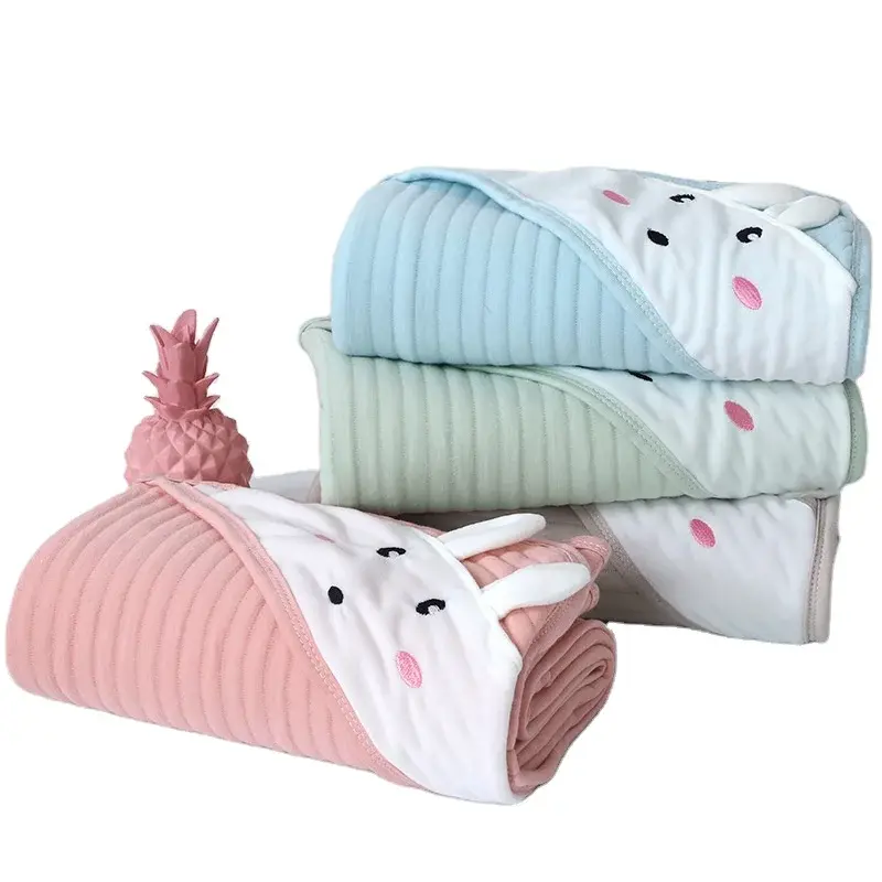 Pure Color Bamboo Organic Cotton Baby Hoodie Comfort Blanket Baby