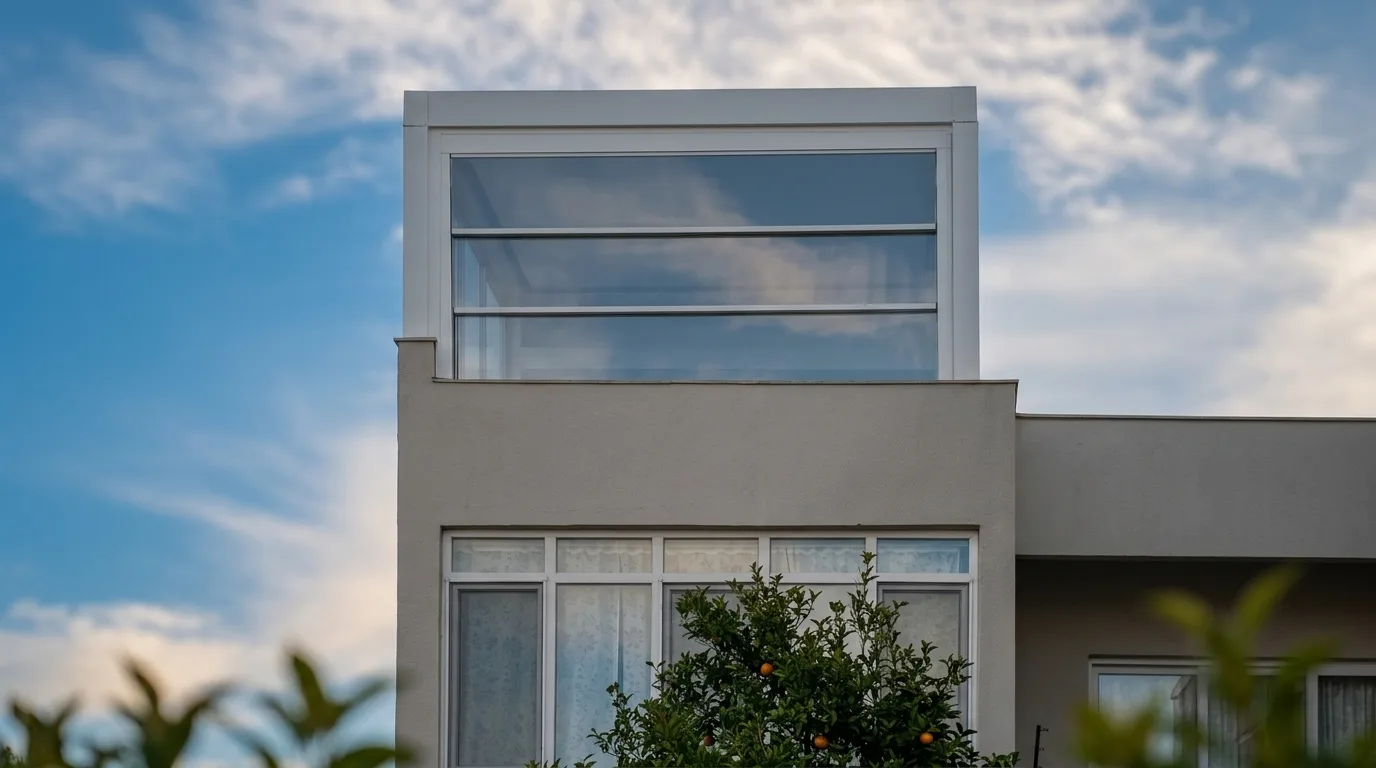 Bioclimatic pergola altında giyotin cam sistemi uygulaması, proje görünümü 2