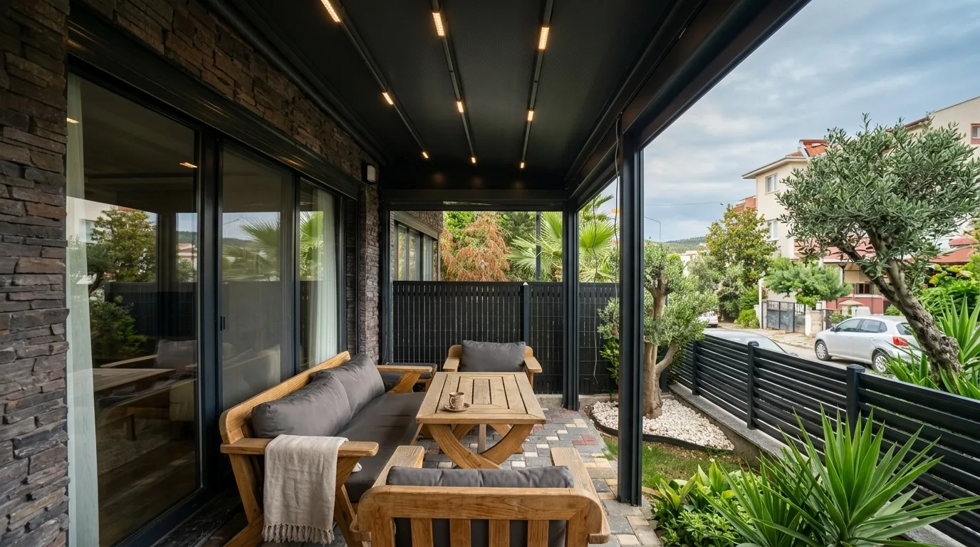 Bahçede pergola tente uygulaması, proje görünümü 33