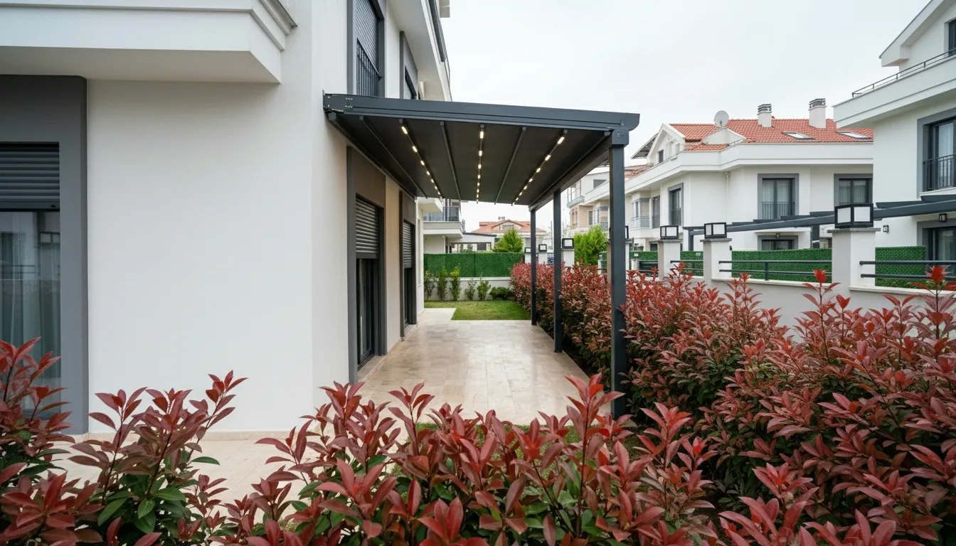 Bahçede pergola tente uygulaması, proje görünümü 49