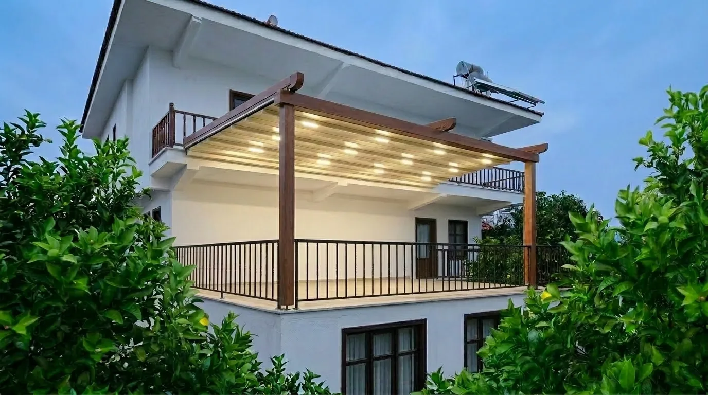 Terasta pergola tente uygulaması, proje görünümü 36