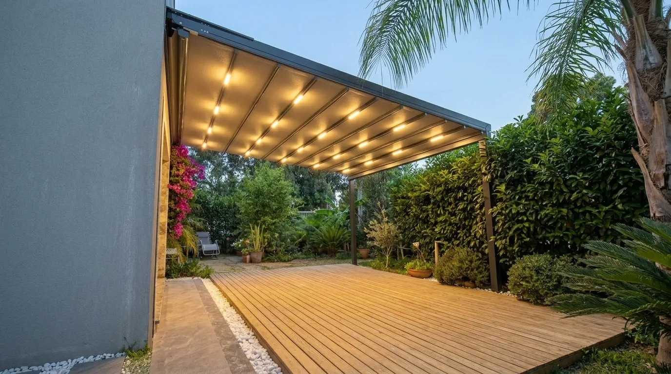 Bahçede pergola tente uygulaması, proje görünümü 7