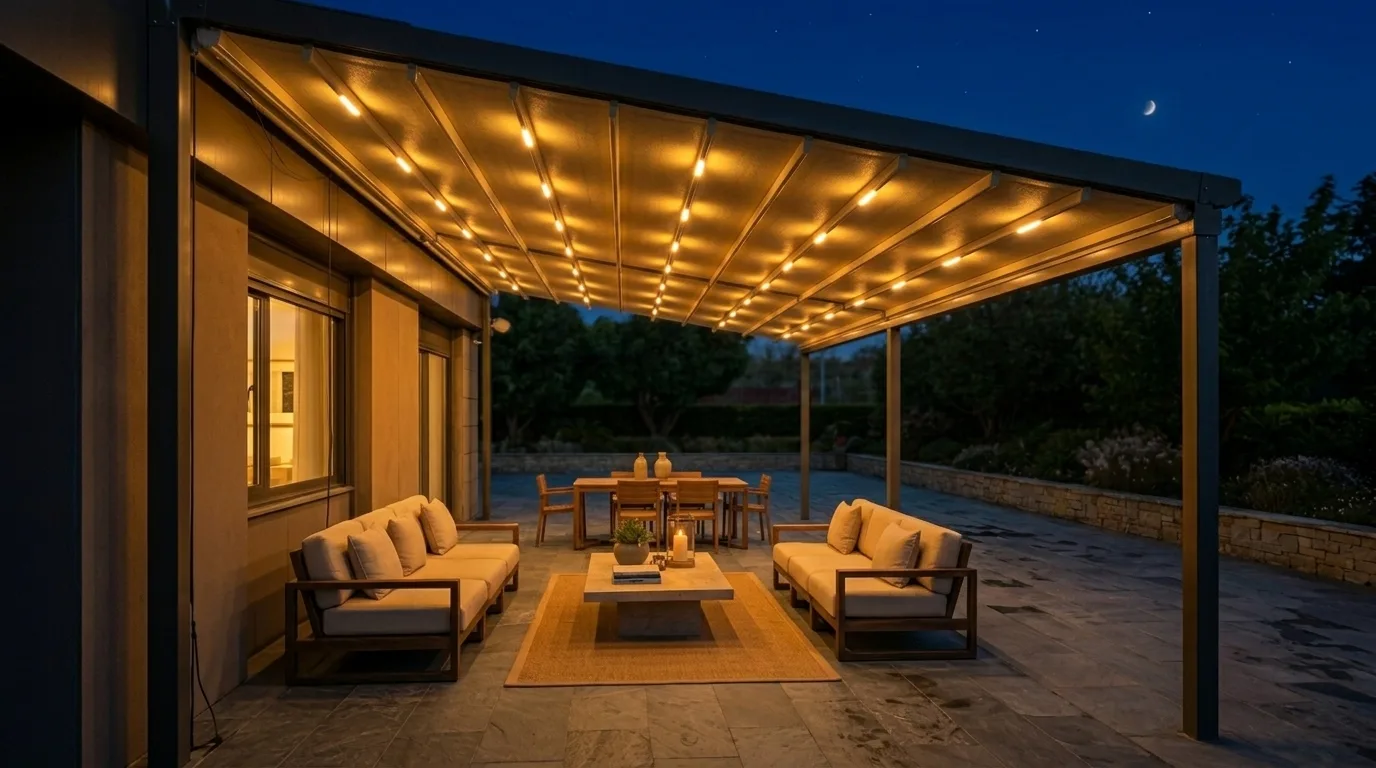 Bahçede pergola tente uygulaması, proje görünümü 42