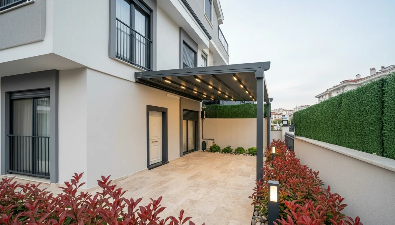 Bahçede pergola tente uygulaması, proje görünümü 46