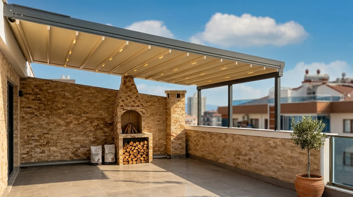 Terasta pergola tente uygulaması, proje görünümü 20