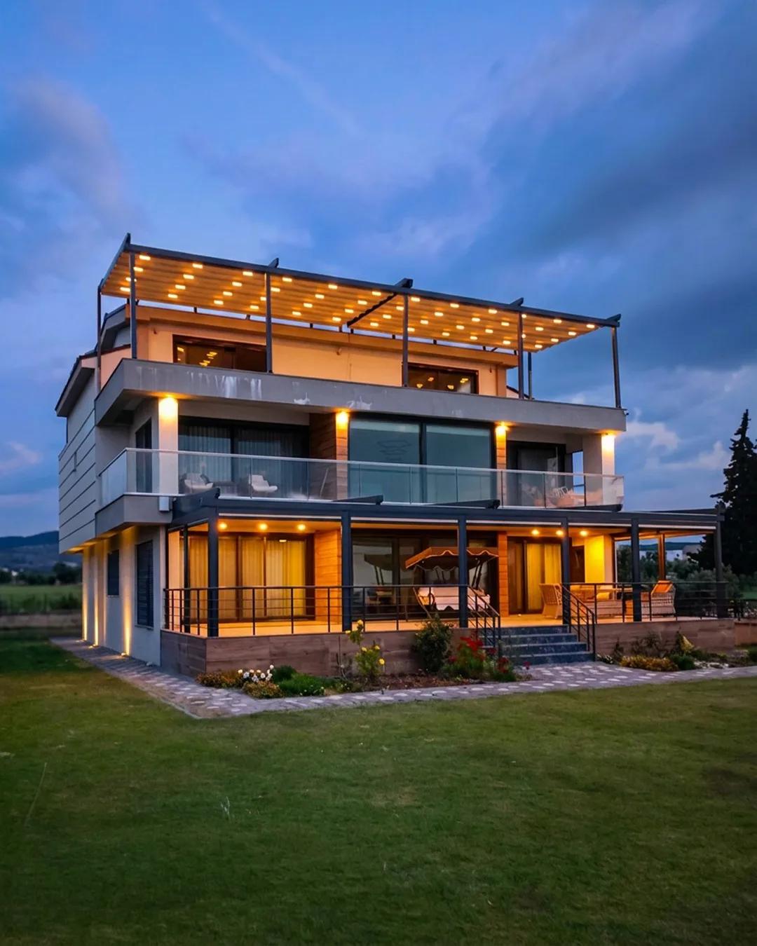 Terasta pergola tente uygulaması, proje görünümü 51