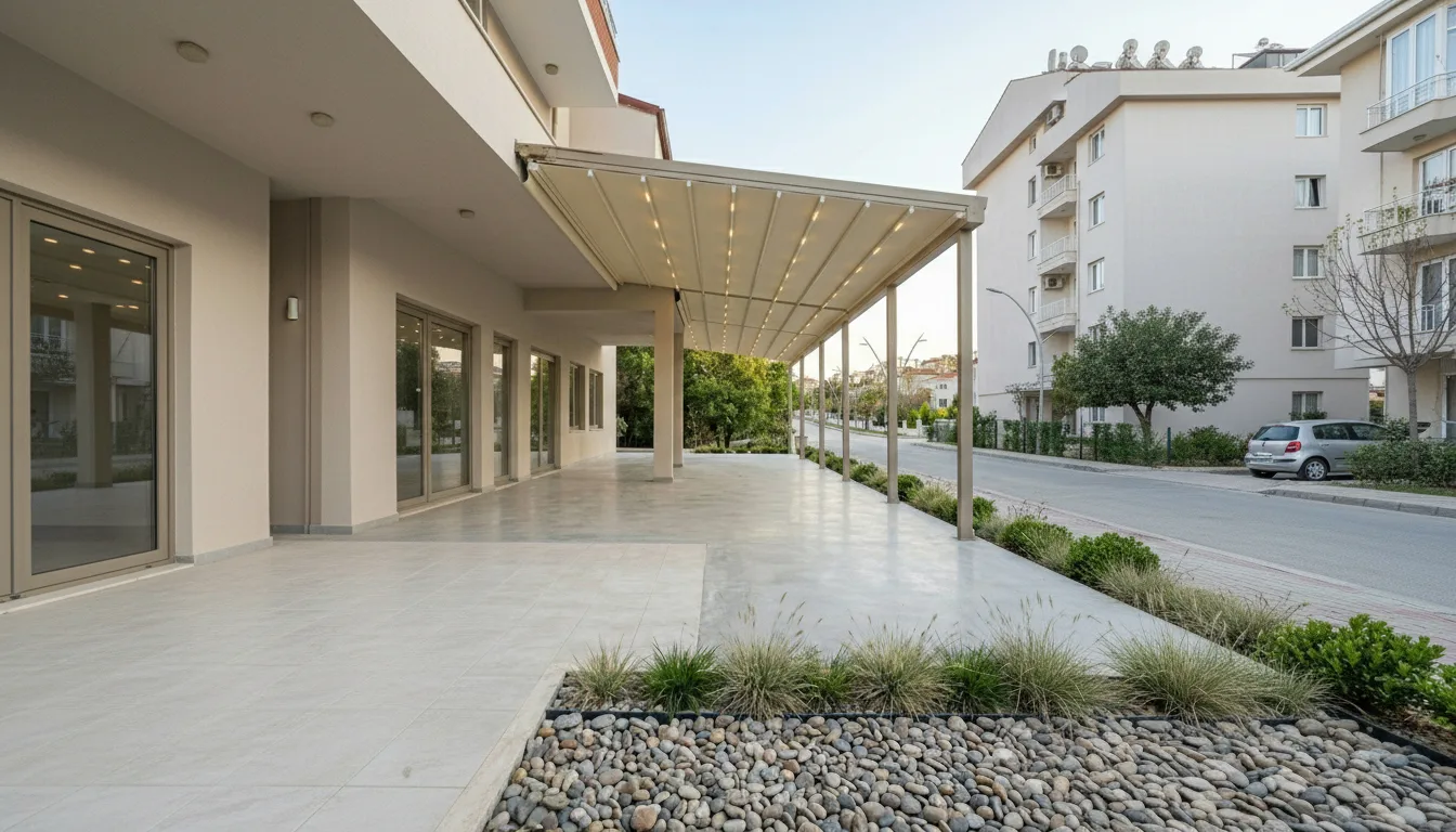 Ticari alanda pergola tente uygulaması, proje görünümü 17