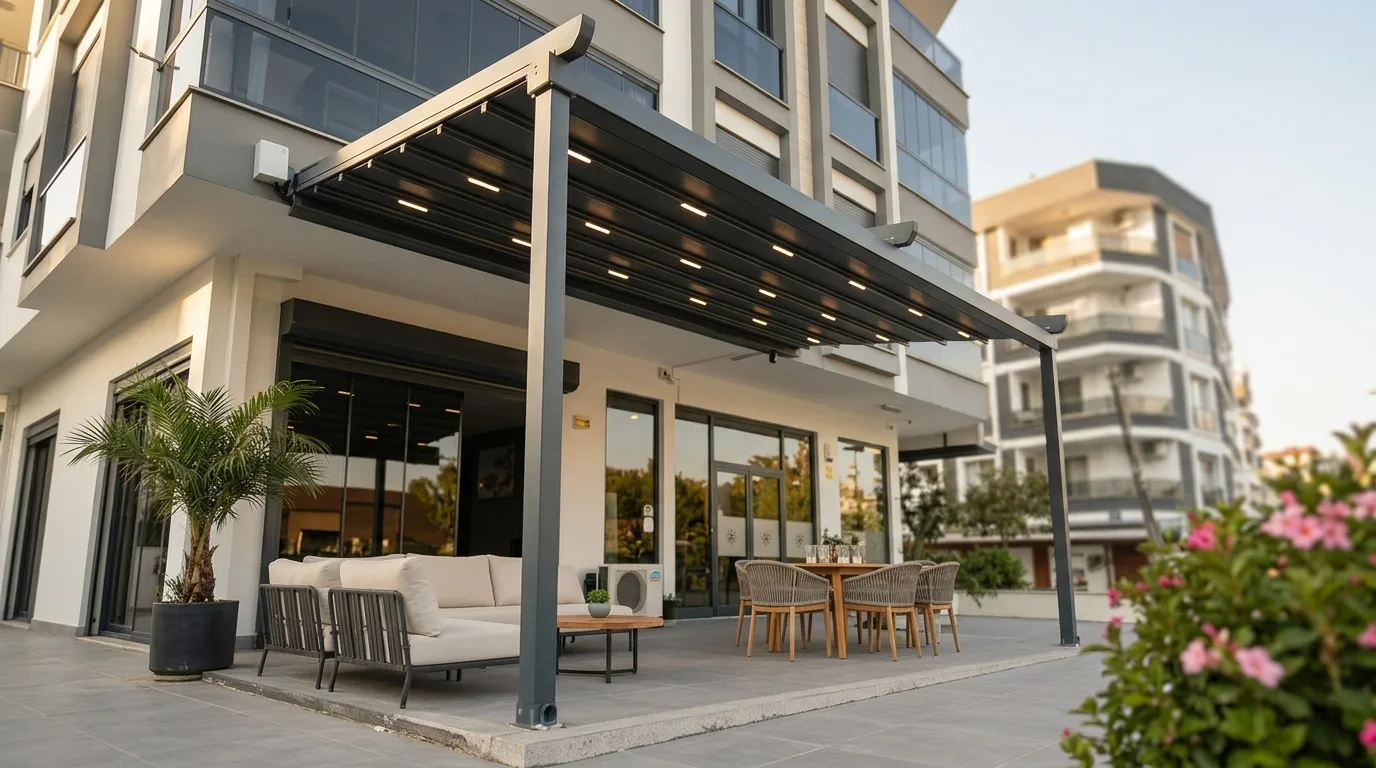 Ticari alanda pergola tente uygulaması, proje görünümü 15