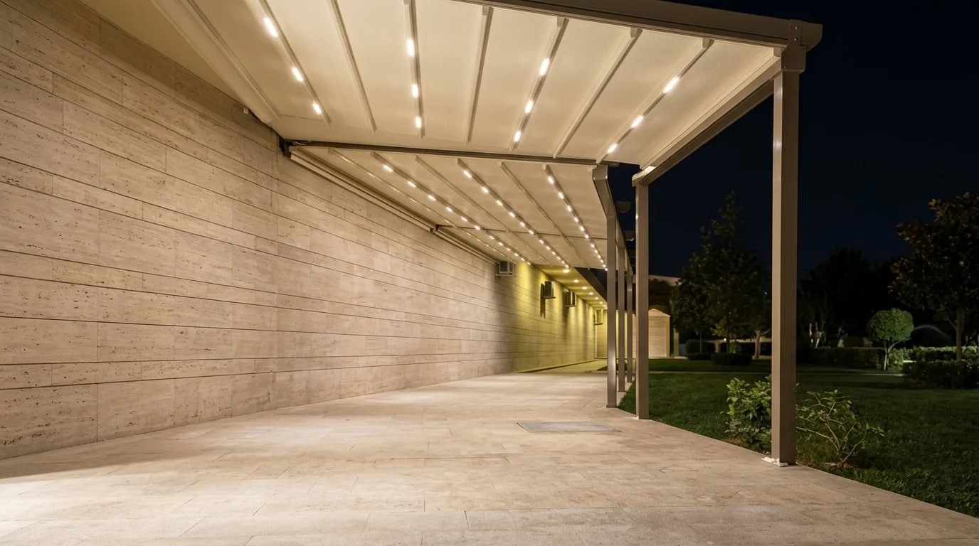 Ticari alanda pergola tente uygulaması, proje görünümü 8