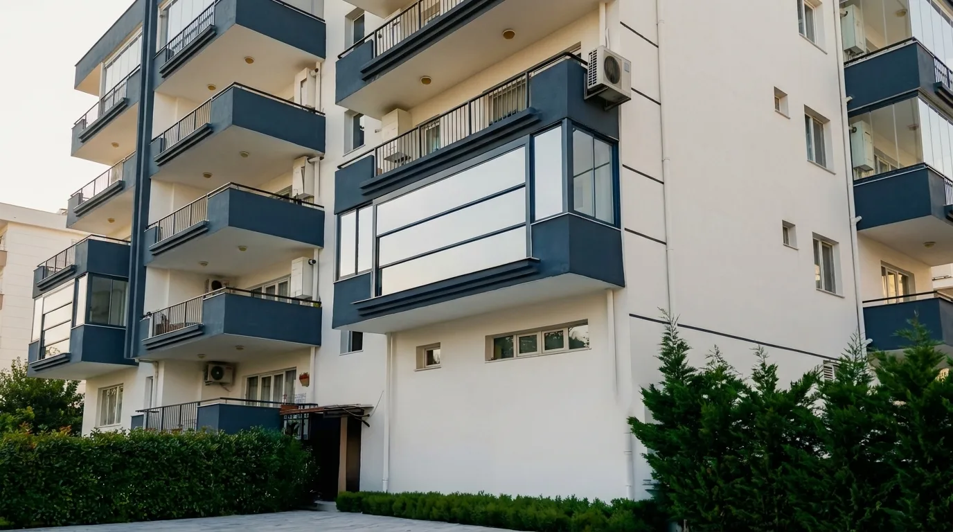 Balkonda giyotin cam sistemi uygulaması, proje görünümü 2