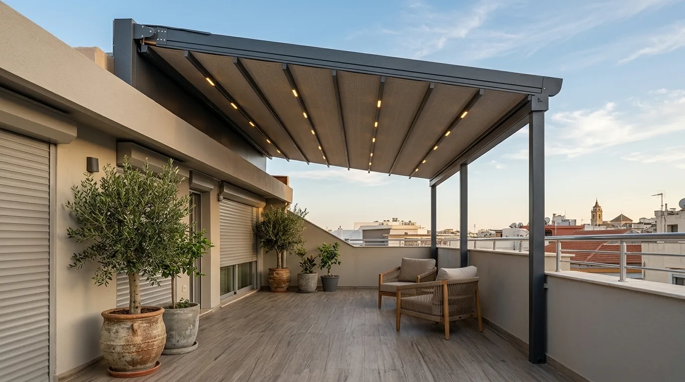 Terasta pergola tente uygulaması, proje görünümü 4