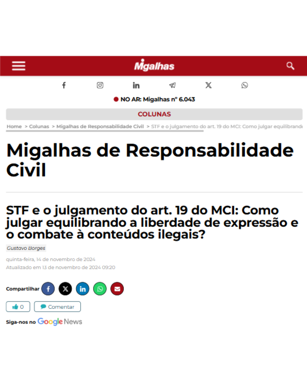 LIBERDADE DE EXPRESSÃO E CONTROLE DE CONTEÚDOS NO STF