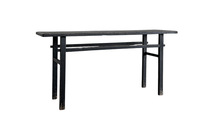 Vintage distressed black console 62.5x17.75x30.25H