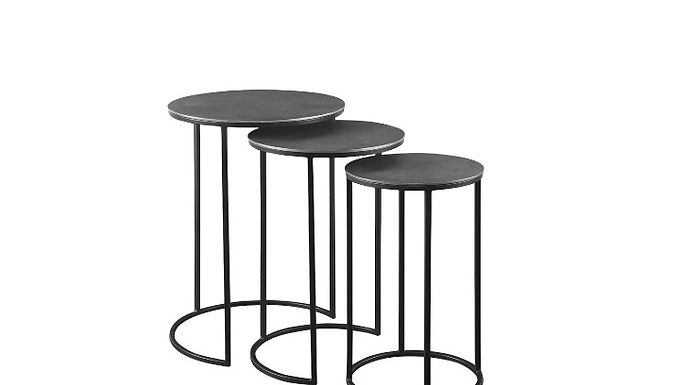 Round Black Nesting Table s/3